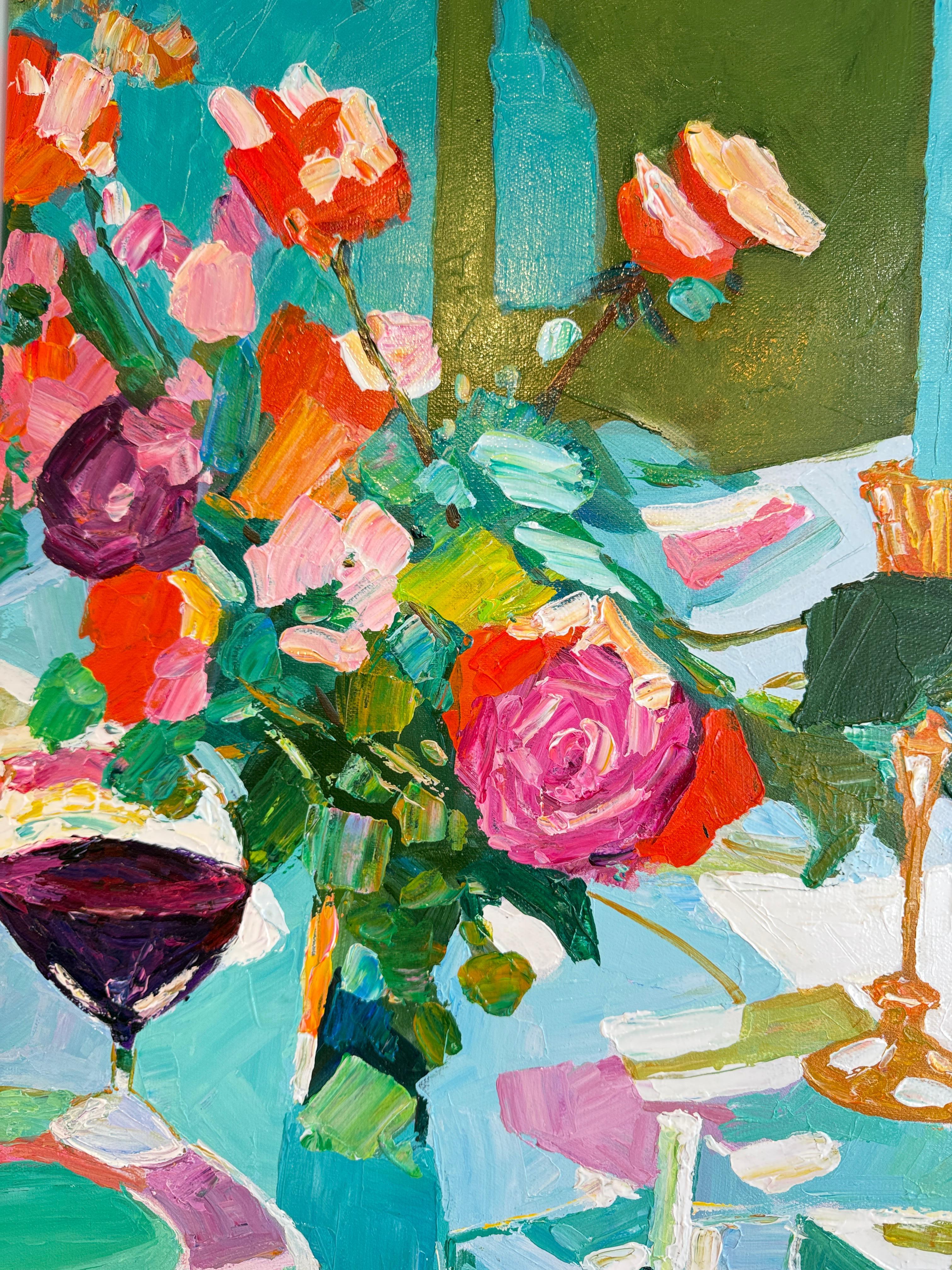 Cena con desiderio di K.K. Impasto Fiore Pittura per la tavola da pranzo in vendita 12