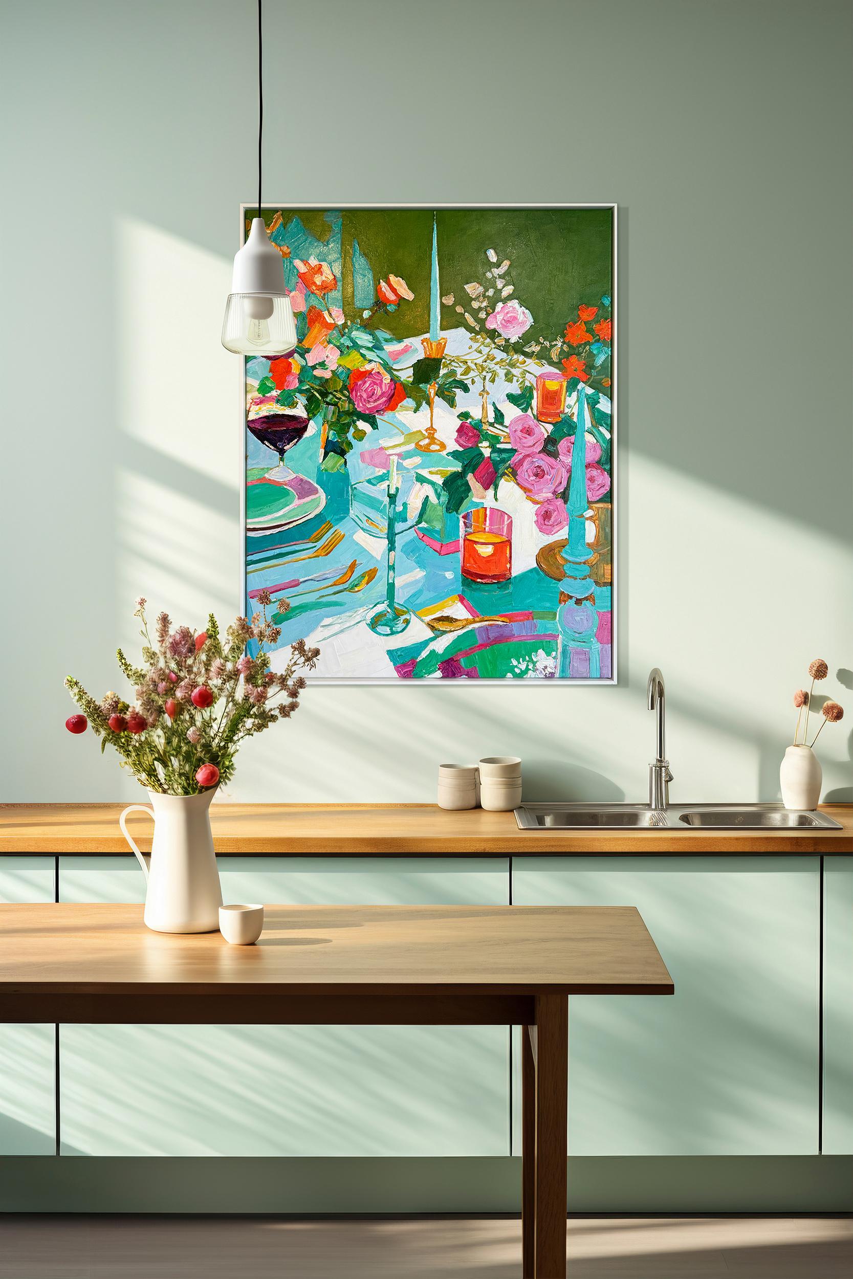 Cena con desiderio di K.K. Impasto Fiore Pittura per la tavola da pranzo in vendita 14