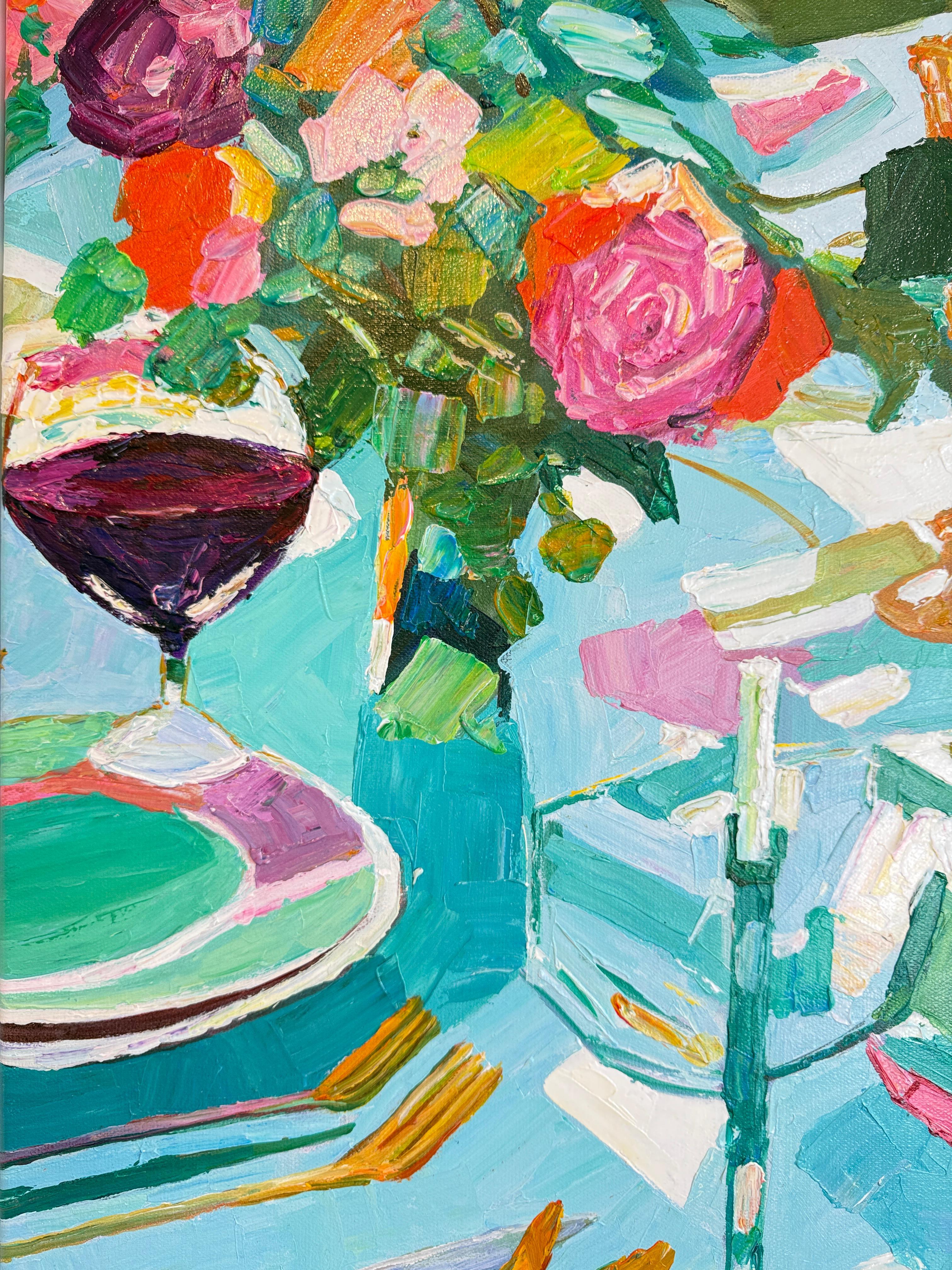 Cena con desiderio di K.K. Impasto Fiore Pittura per la tavola da pranzo in vendita 2