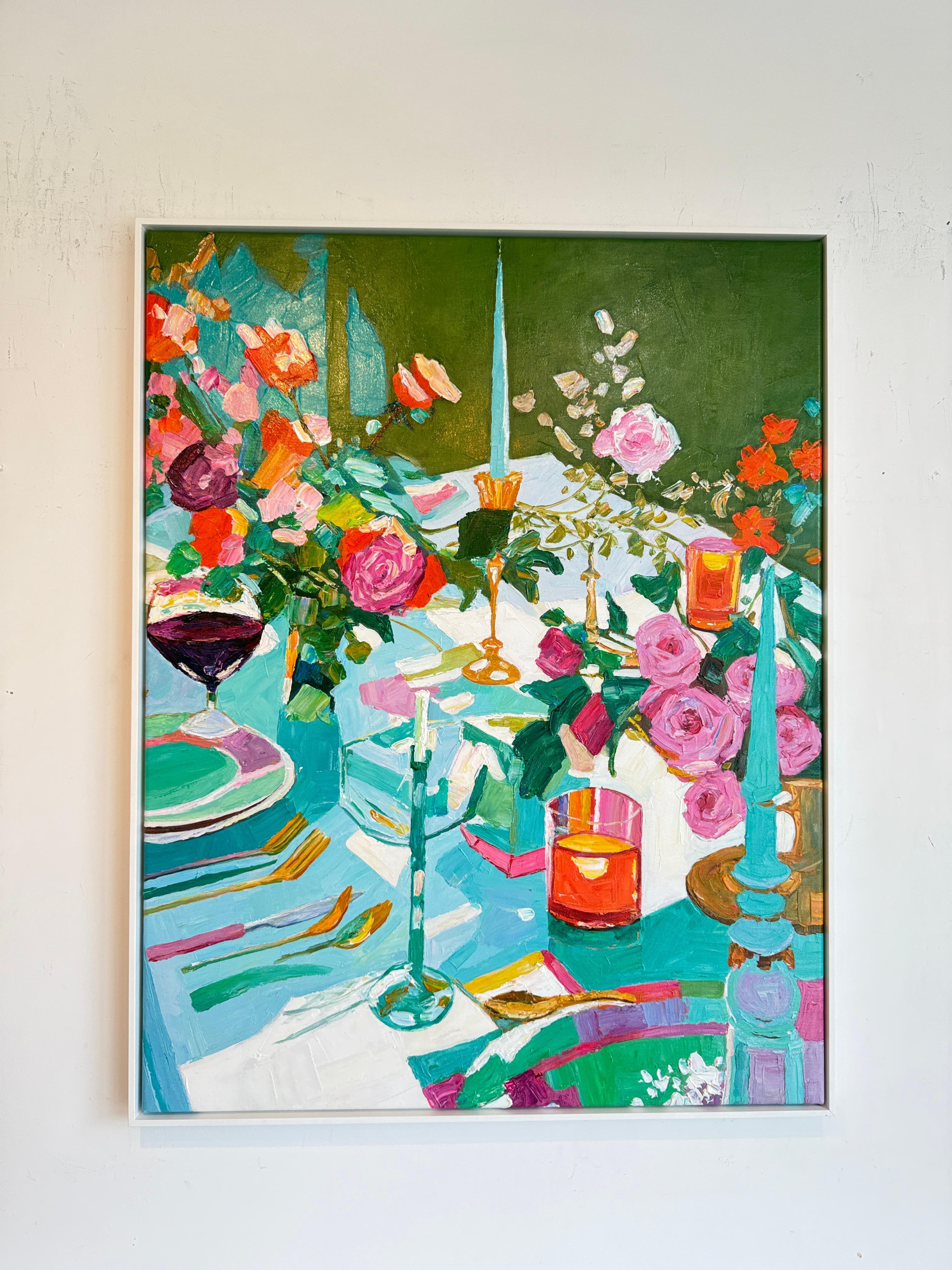 Cena con desiderio di K.K. Impasto Fiore Pittura per la tavola da pranzo in vendita 3