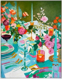 Dinner with desire by K.Husslein Impasto Flower Dinner Table Painting