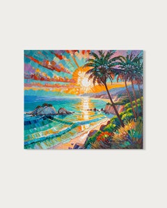 Dreaming away to the ocean waves by K. Husslein Impasto tropical beach Painting
