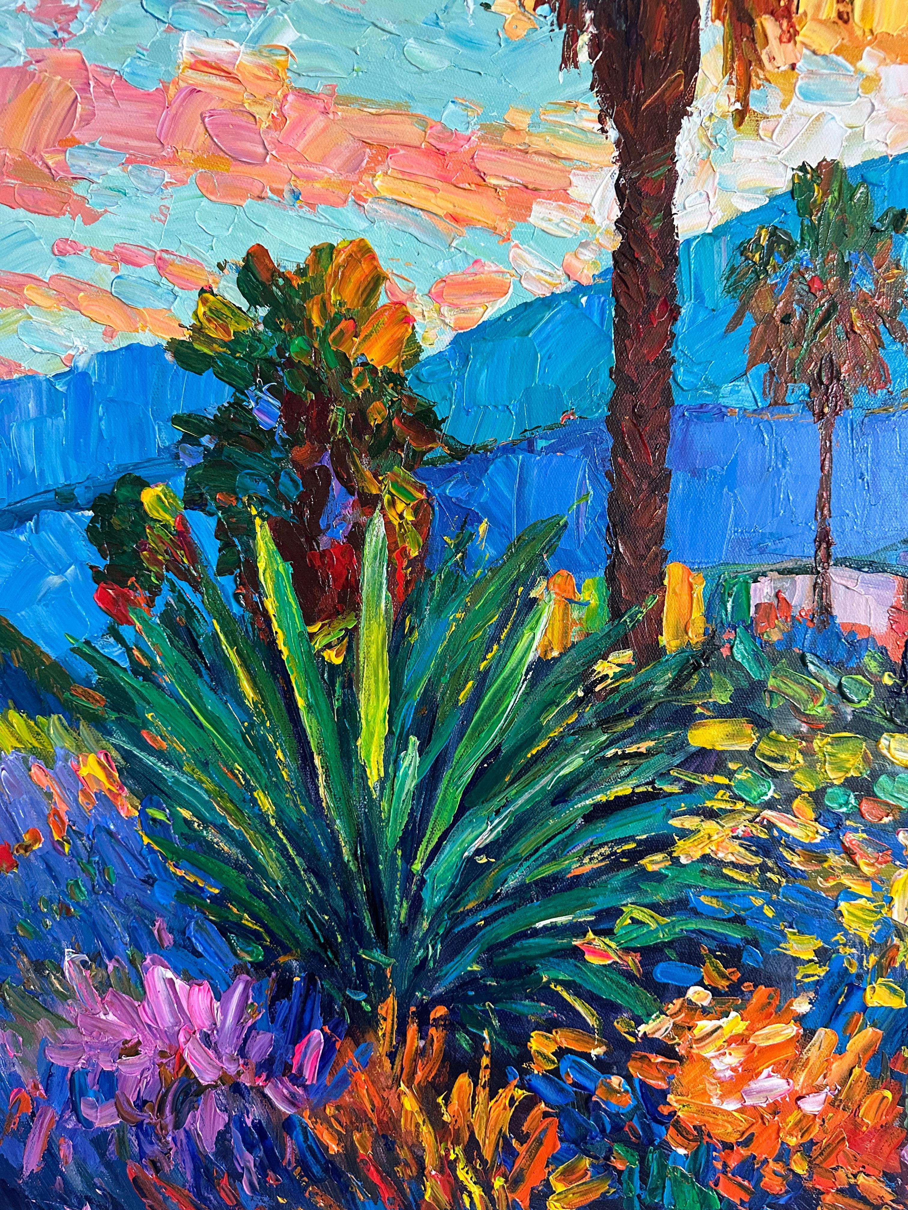 Dreaming of Palm Trees  - Katharina Husslein Impasto Oil Landscape Painting For Sale 3