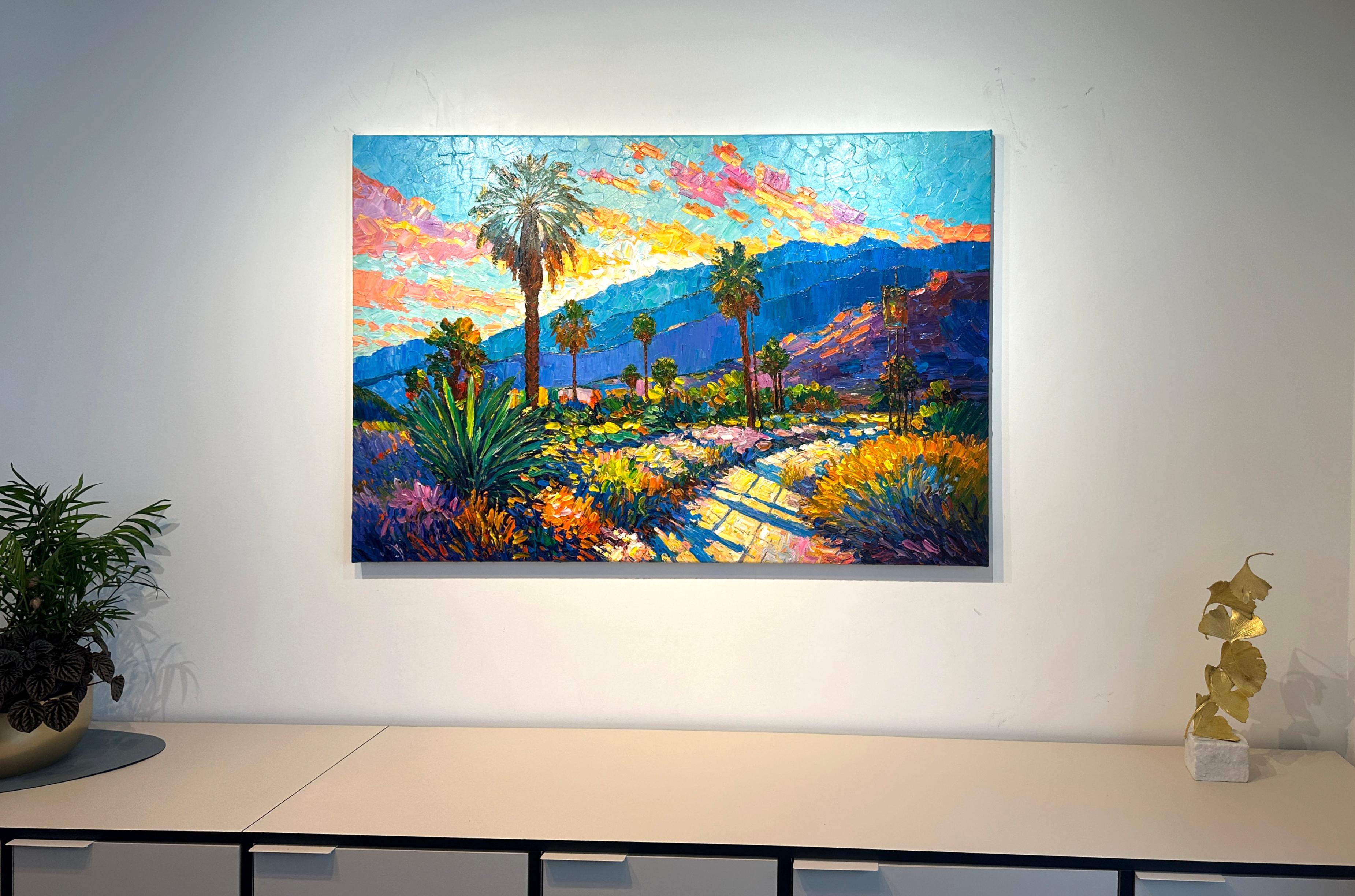 Dreaming of Palm Trees  - Katharina Husslein Impasto Oil Landscape Painting For Sale 7