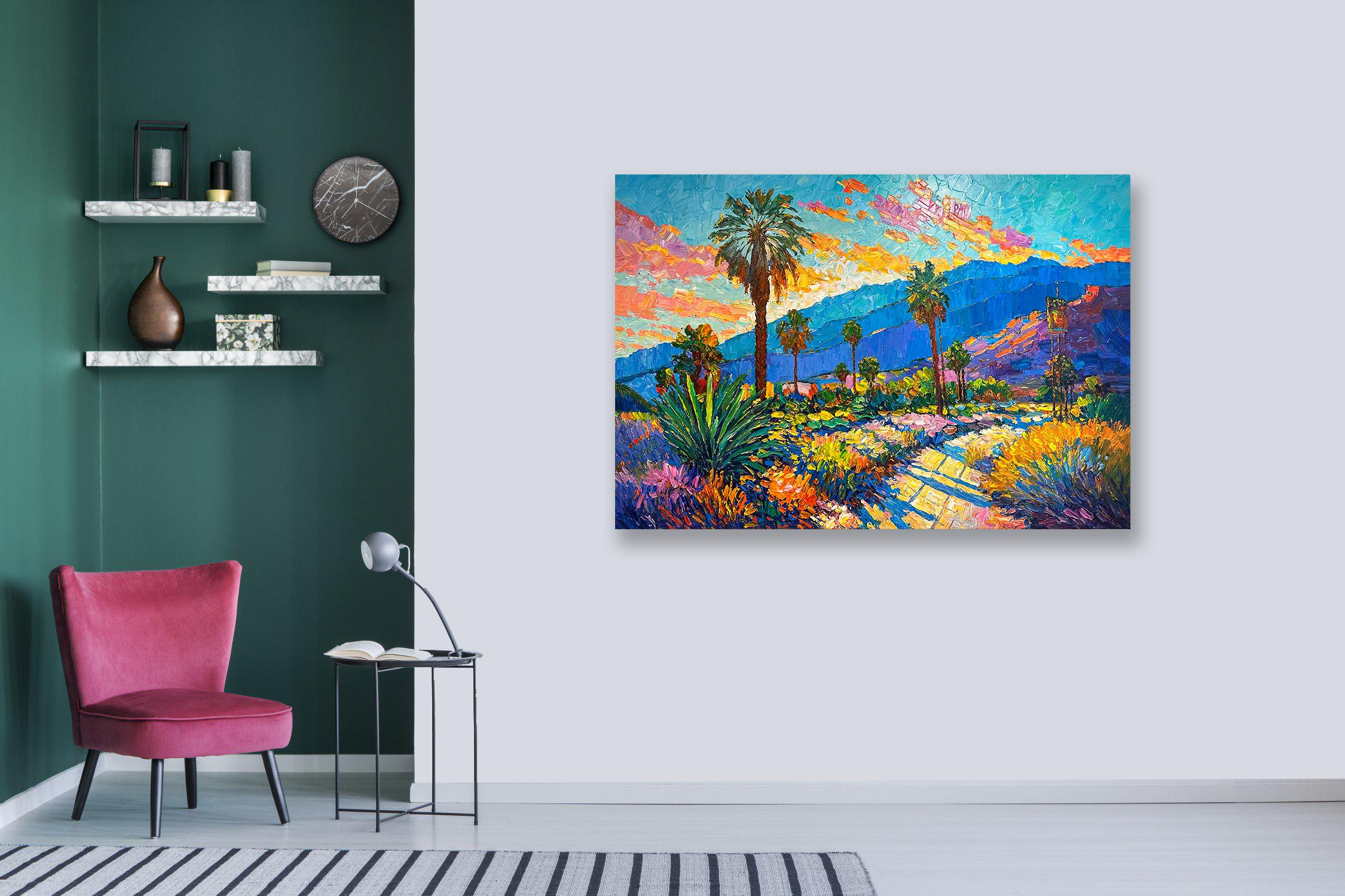 Dreaming of Palm Trees  - Katharina Husslein Impasto Oil Landscape Painting For Sale 8