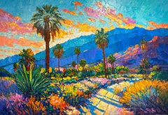 Rêver de palmiers  - Katharina Husslein Impasto peinture de paysage à l'huile