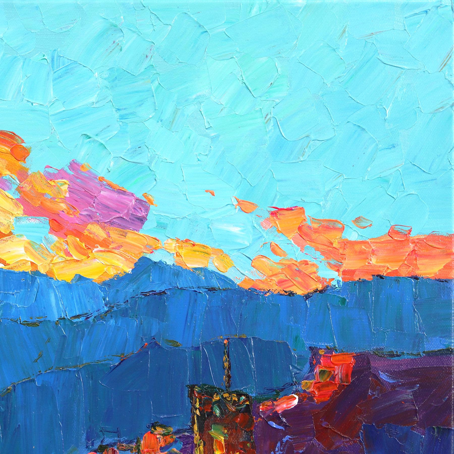 Dreaming of Palm Trees - Vibrant Textural Landscape Oil Painting For Sale 2