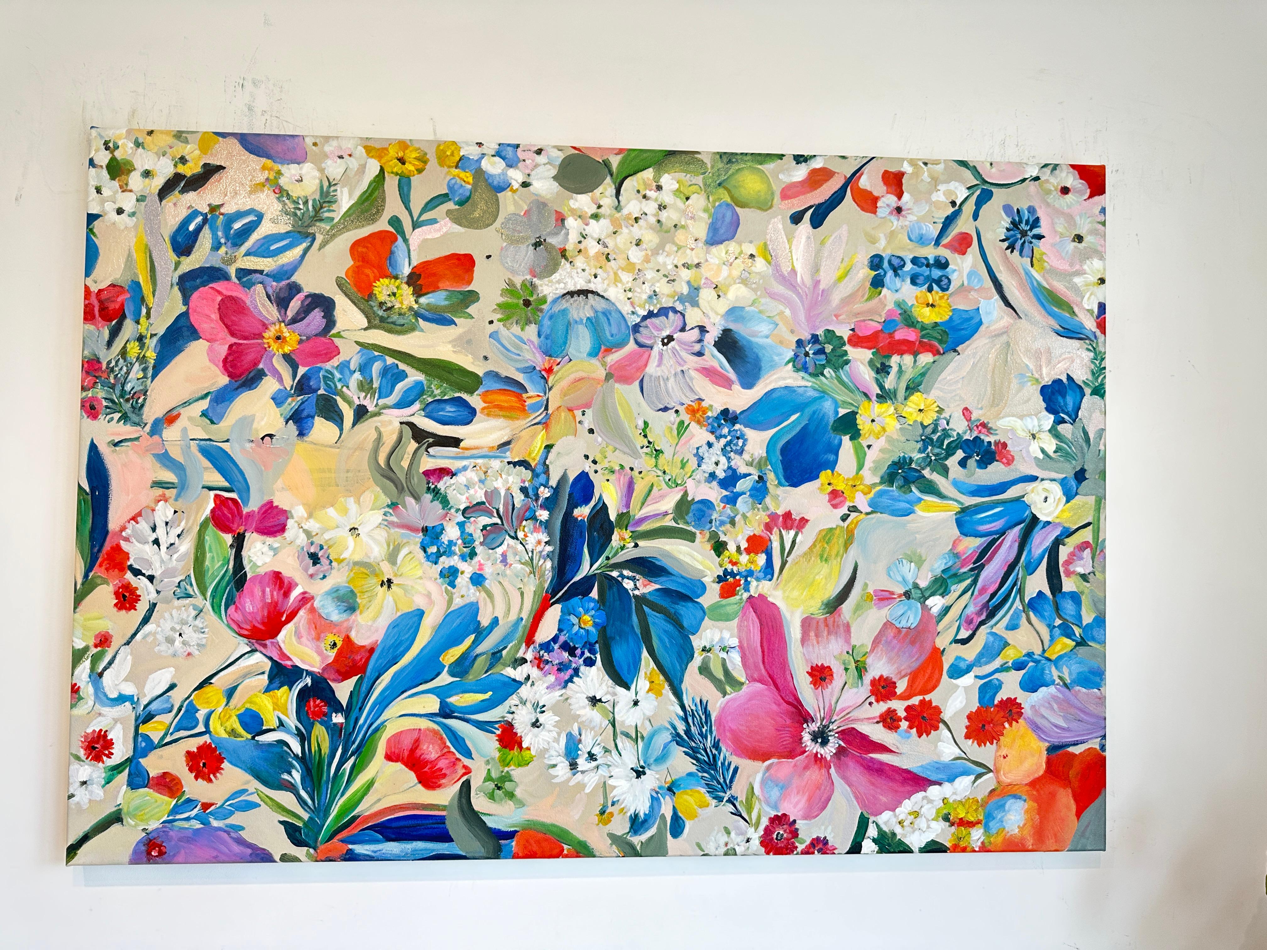 Flower Meadow by K Husslein Botanical Abstract Flower Painting 1