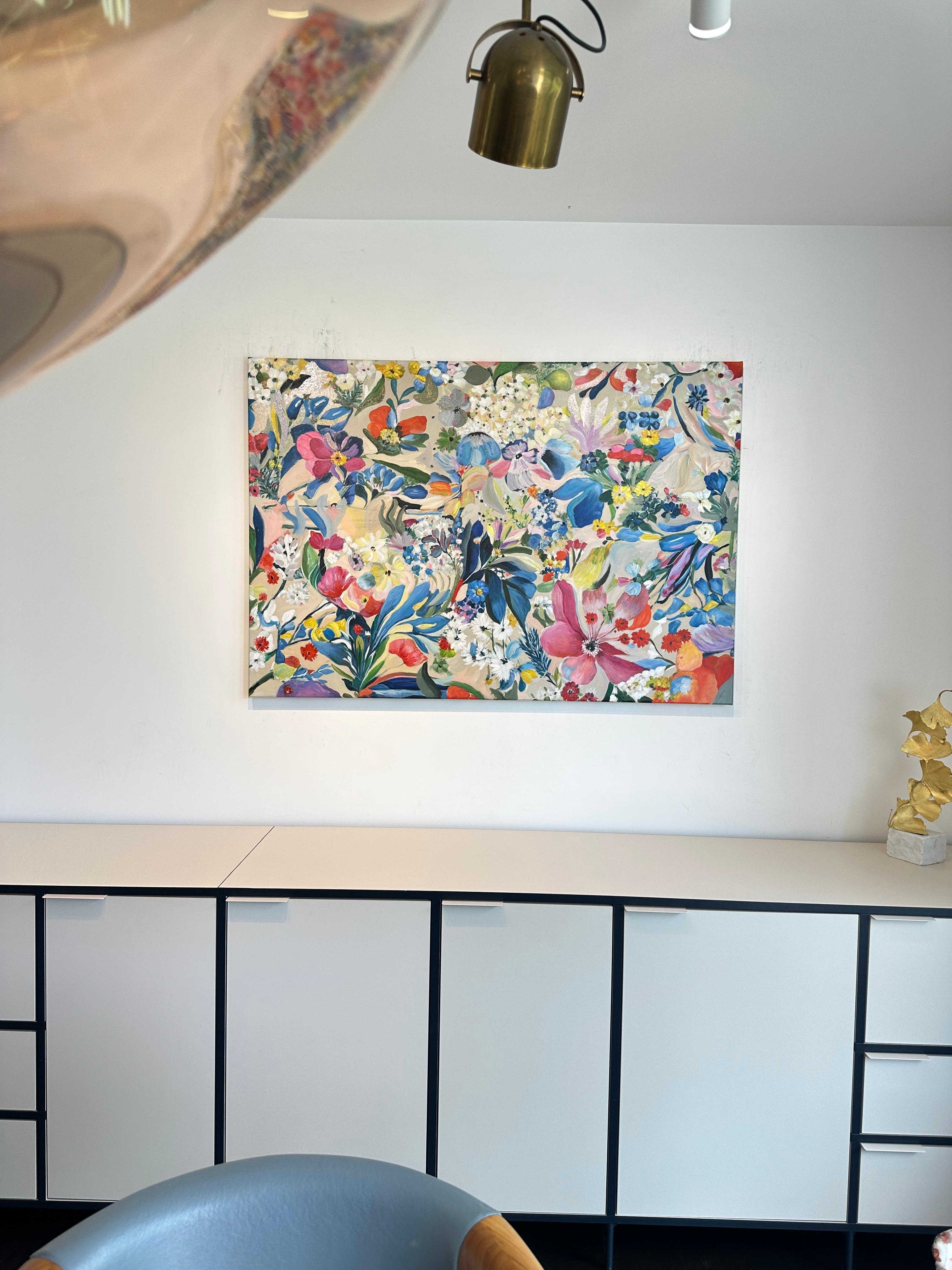 Flower Meadow by K Husslein Botanical Abstract Flower Painting 4