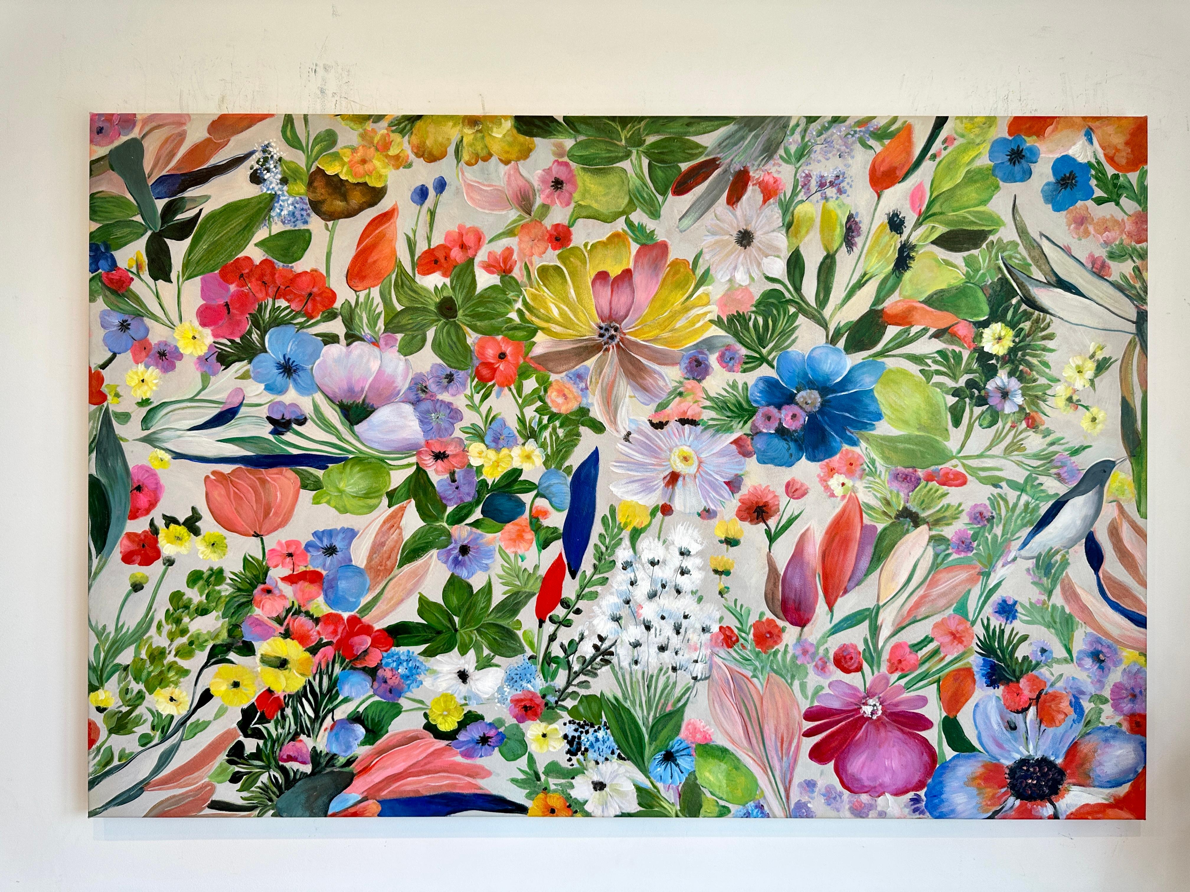 Blumensymphonie von K Husslein, botanisches abstraktes Blumengemälde (Abstrakt), Painting, von Katharina Husslein