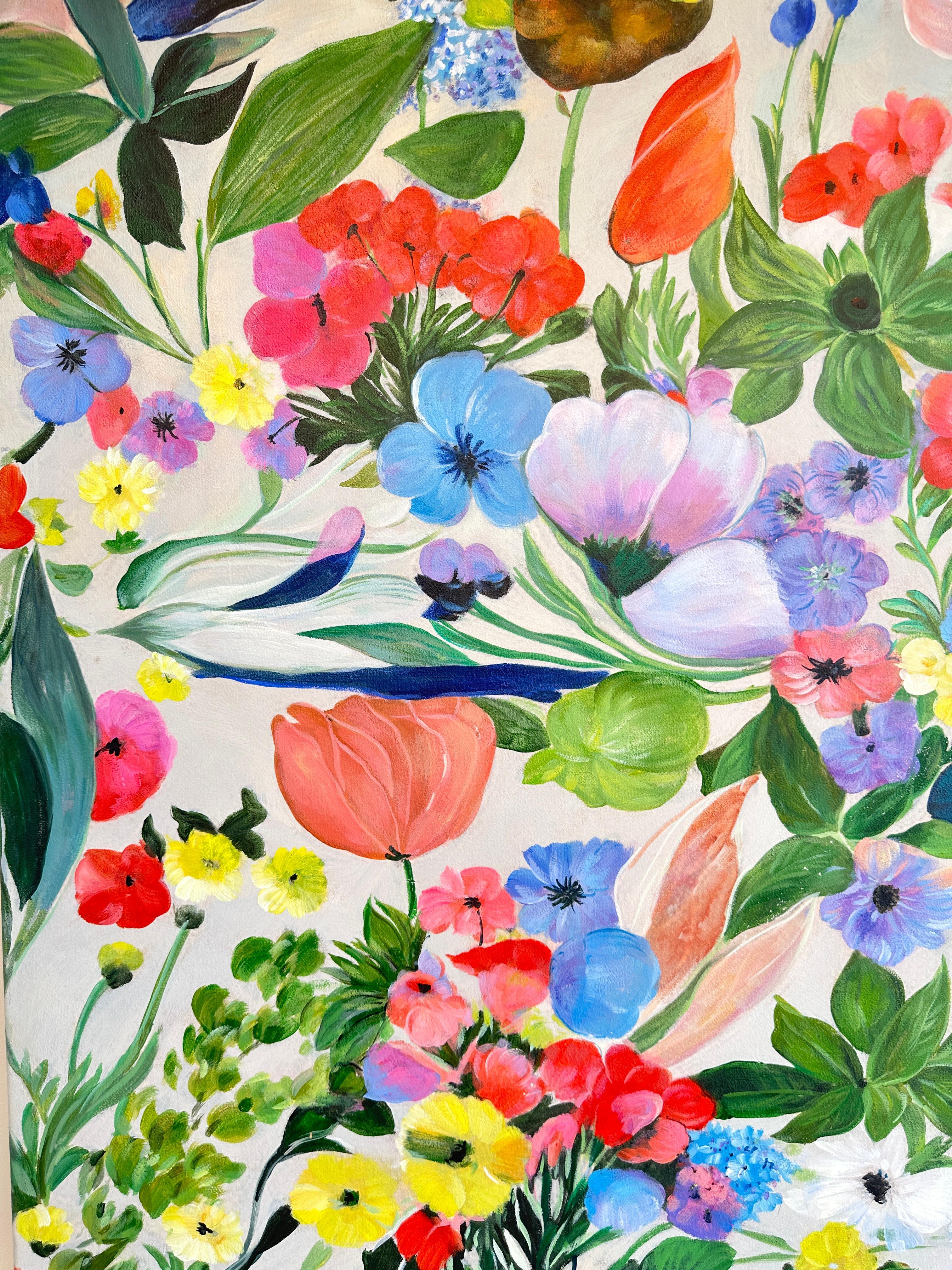 Dies ist ein schönes Ölgemälde mit abstrakten Blumen auf einem hellbeigen Hintergrund.
Dieses brandneue Gemälde strotzt vor leuchtenden Farben und zeitloser Eleganz, die die reiche und vielfältige Schönheit der Blumen und der Natur widerspiegeln.
