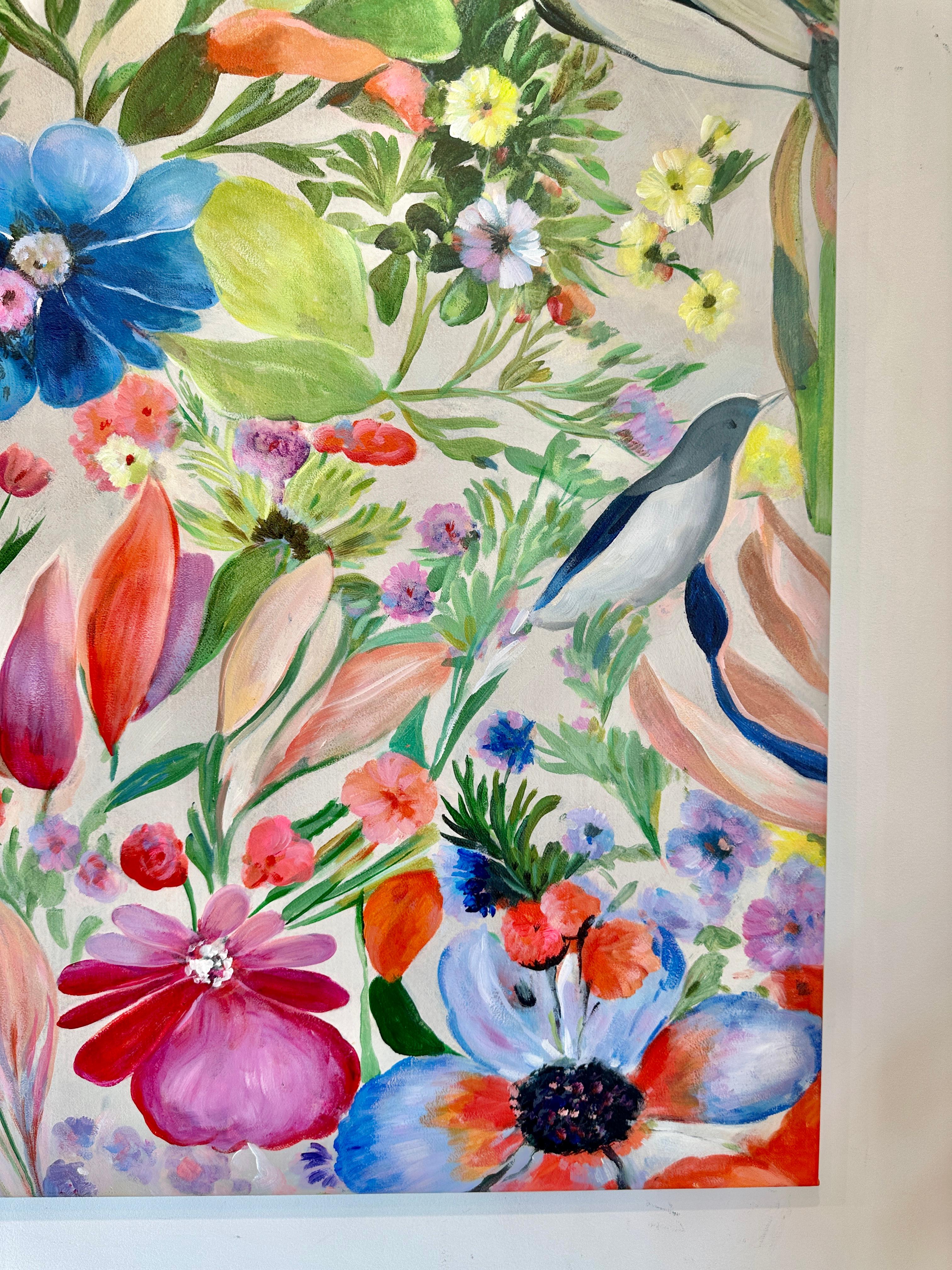 Blumensymphonie von K Husslein, botanisches abstraktes Blumengemälde 5