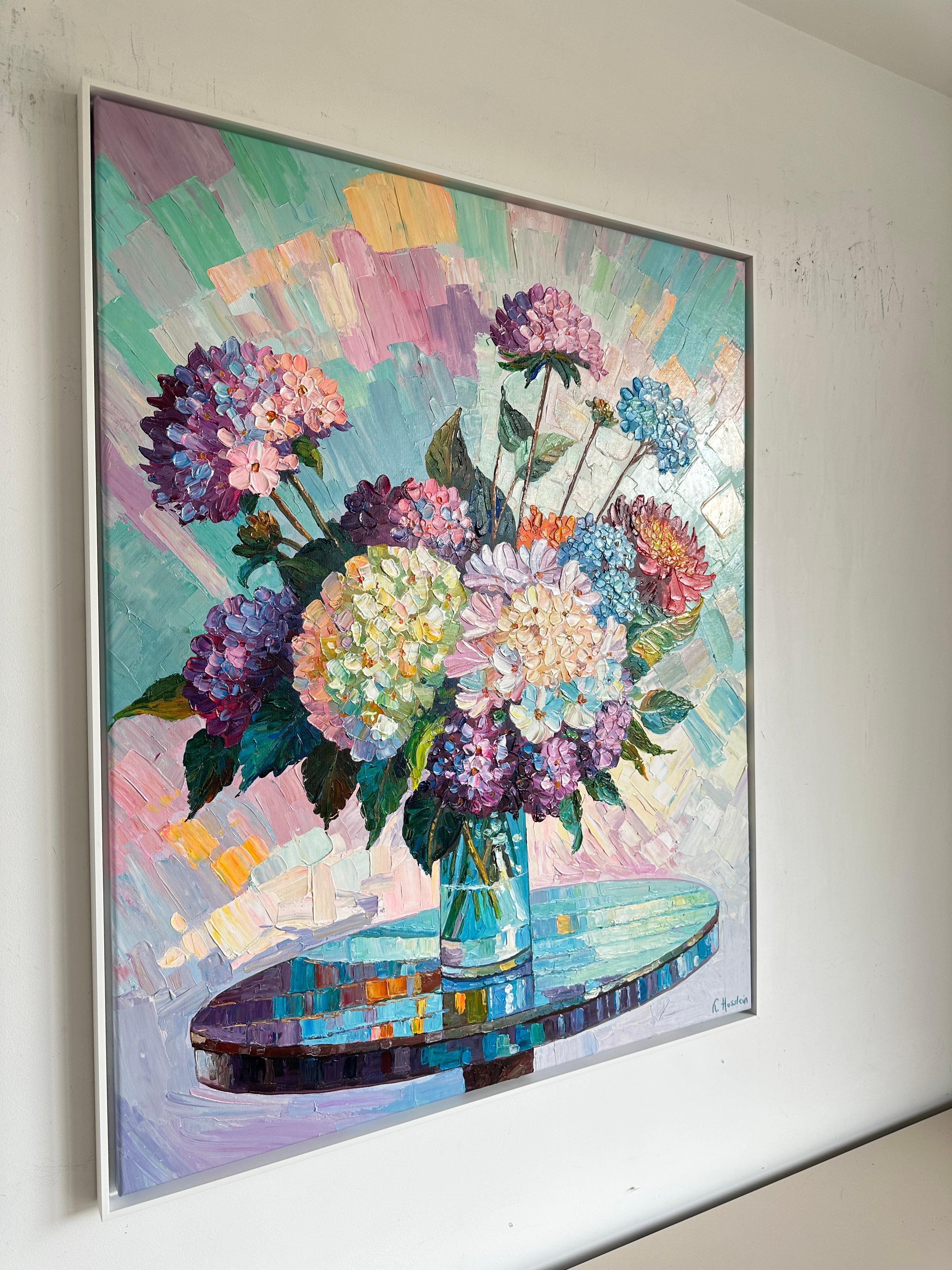 Para los que aman el tiempo es eternidad por K.Husslein Pintura de flores al Impasto - Landscape Painting Gris de Katharina Husslein
