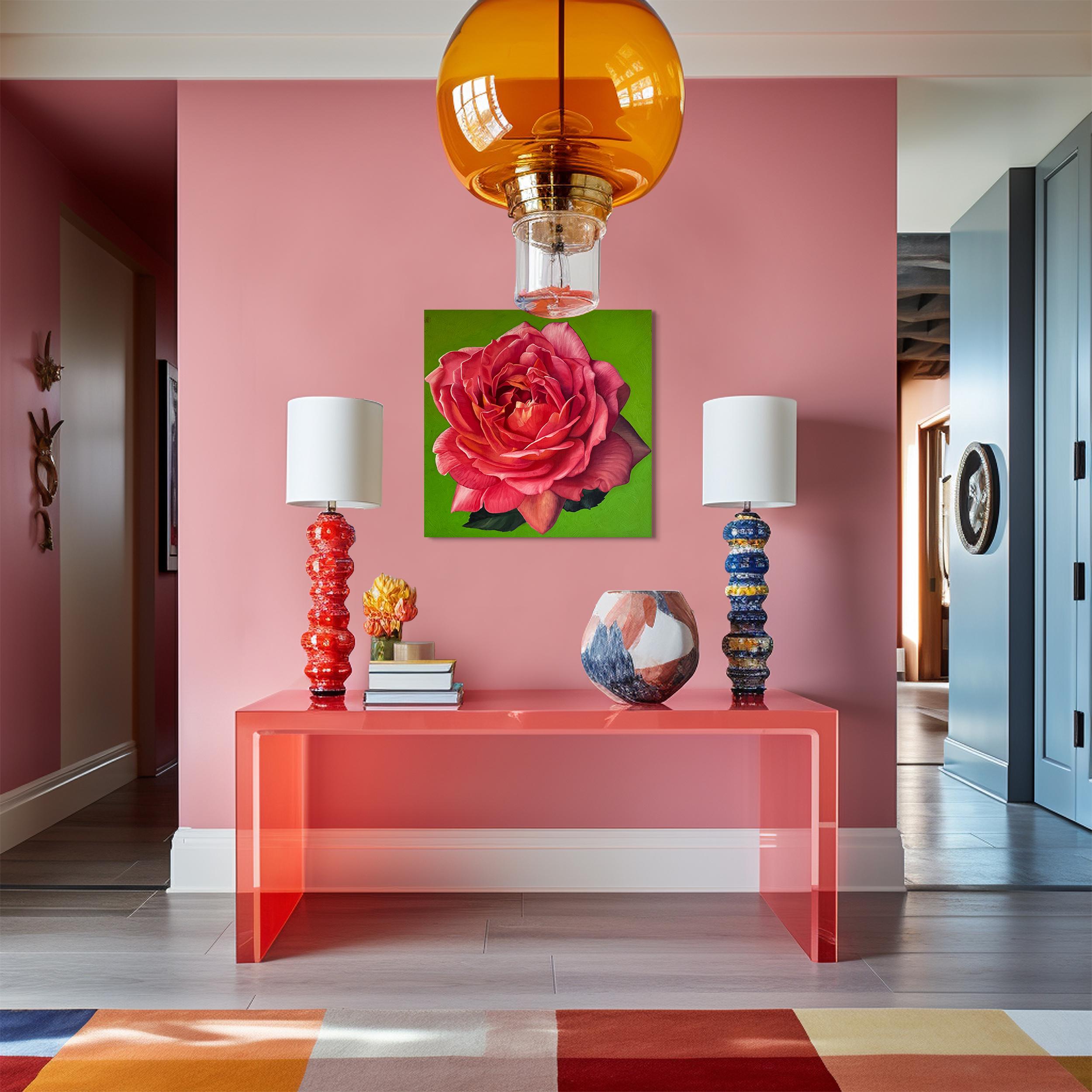 Forever Begins with Your Kiss - K.Husslein hyperrealistic flower rose Still life - Abstract Painting by Katharina Husslein