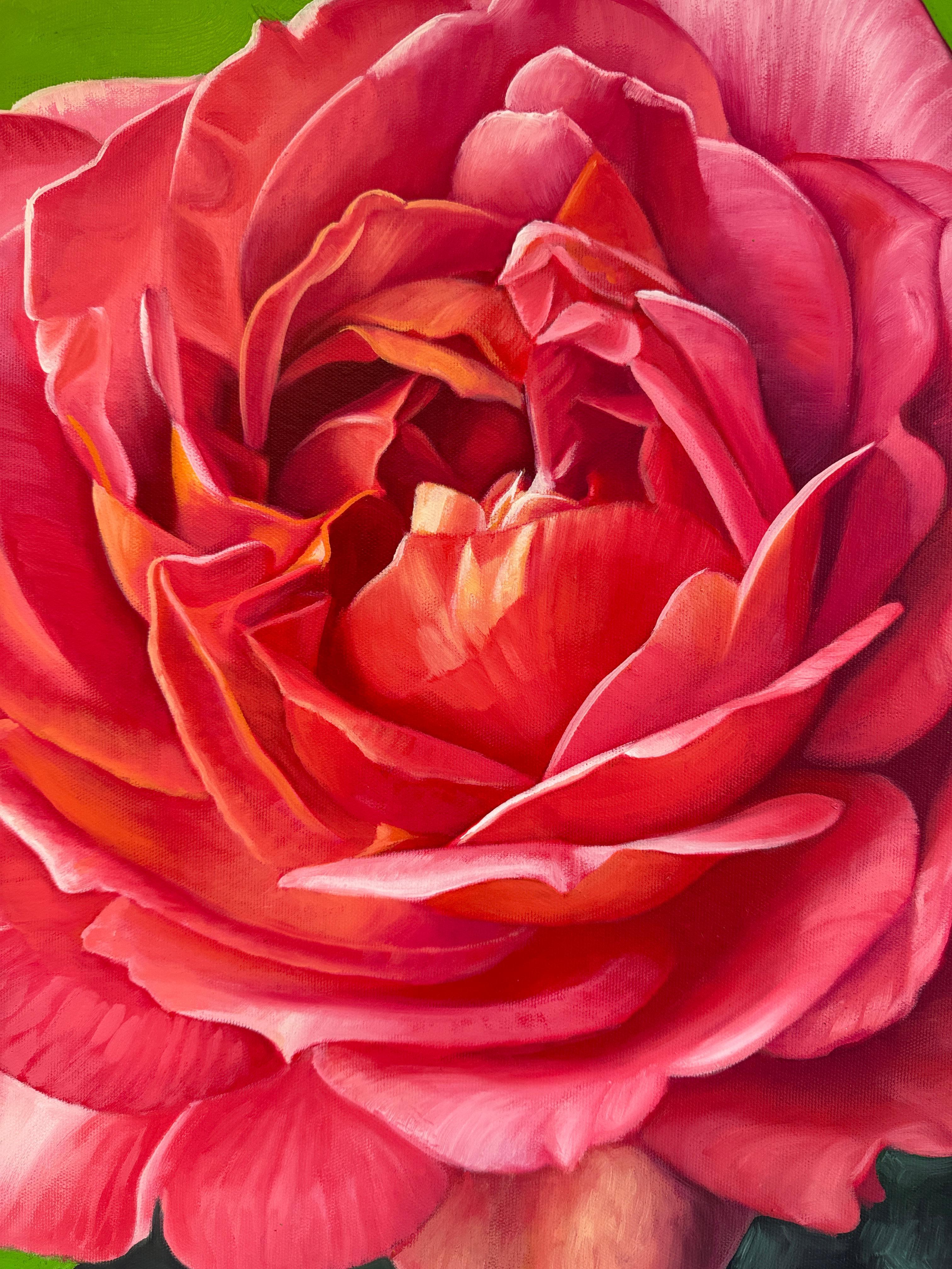Forever Begins with Your Kiss - K.Husslein hyperrealistic flower rose Still life - Brown Landscape Painting by Katharina Husslein