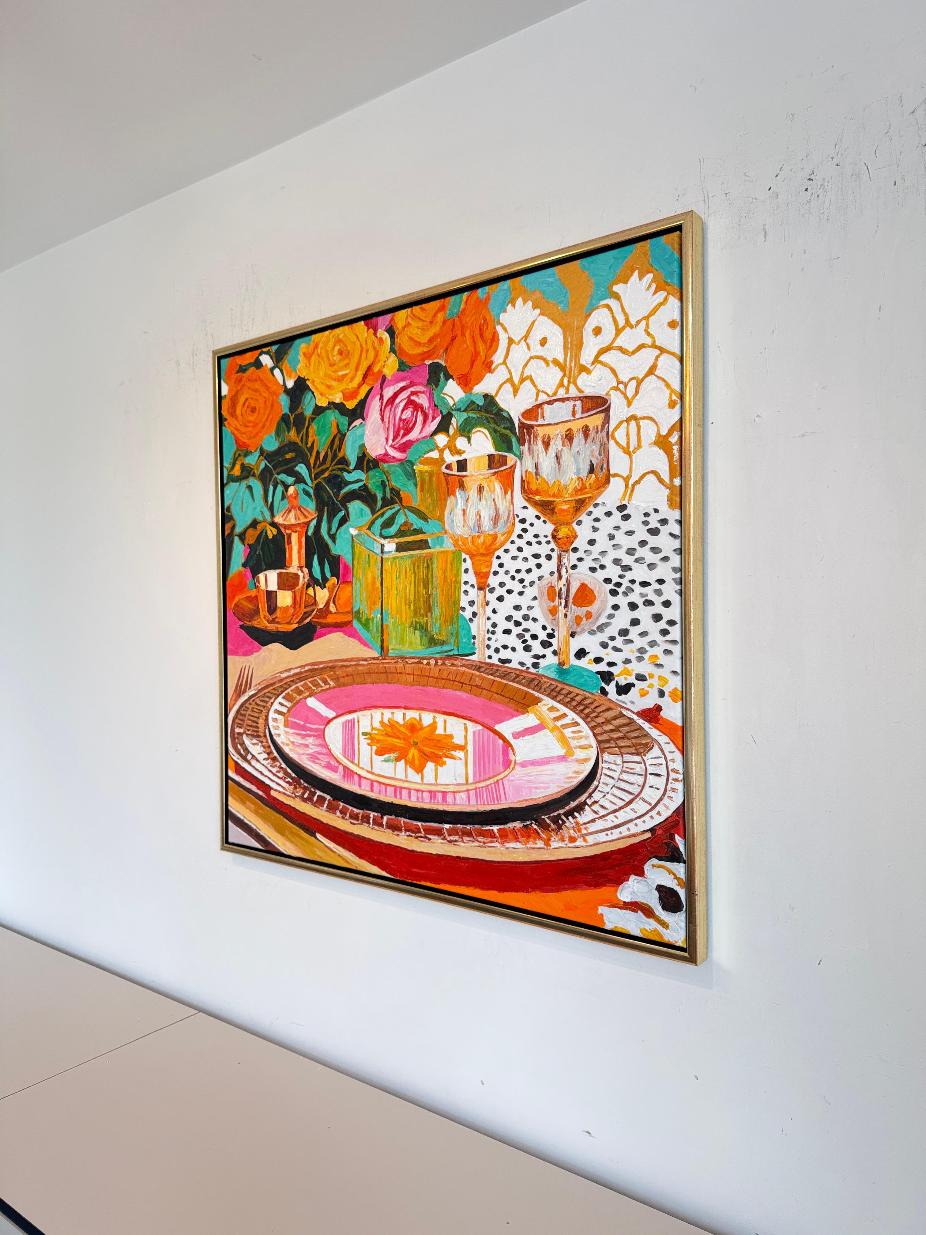 Un bagliore glamour alla luce del sole - K.Husslein Impasto di fiori per la tavola da pranzo in vendita 7