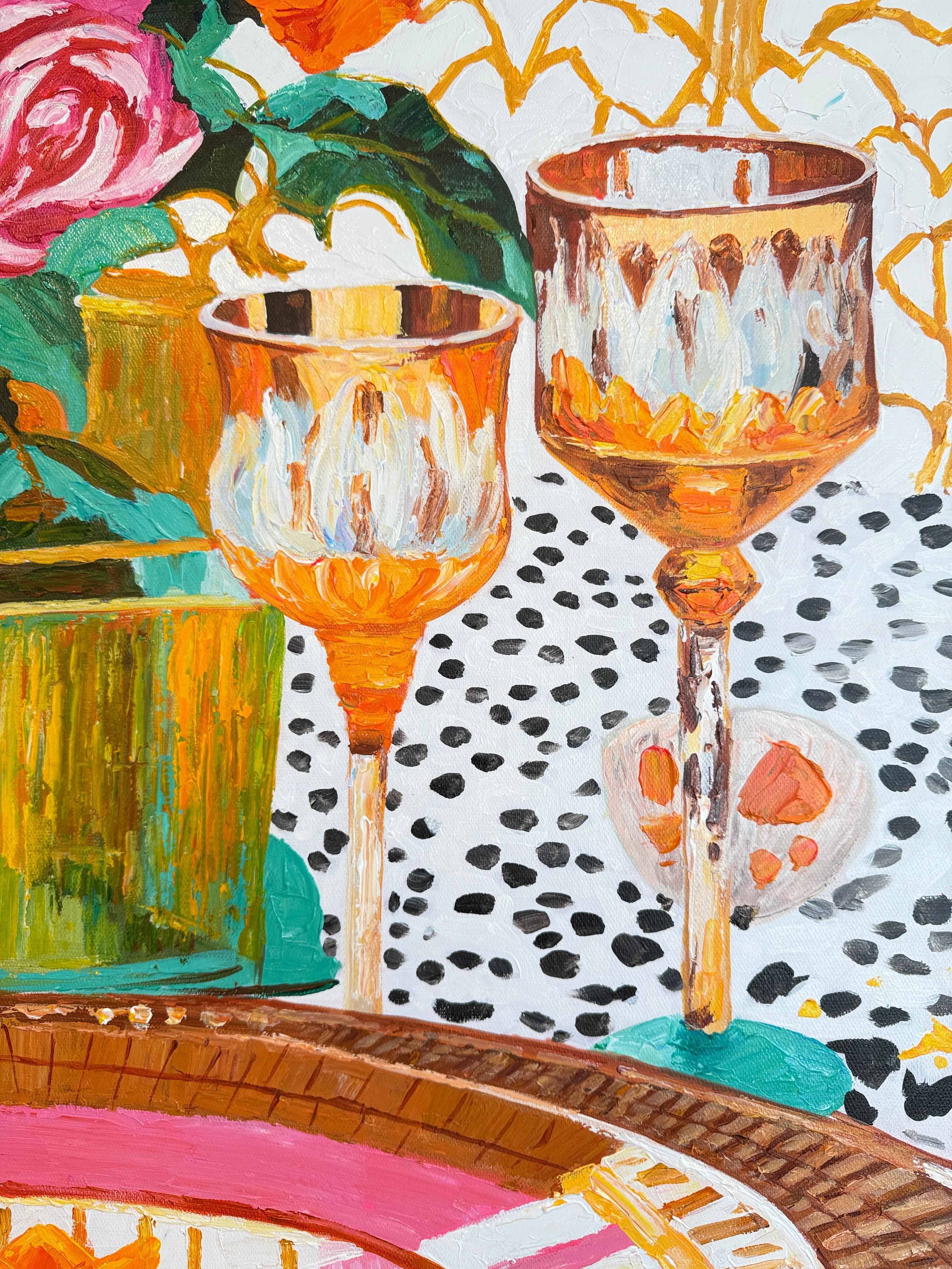 Un bagliore glamour alla luce del sole - K.Husslein Impasto di fiori per la tavola da pranzo in vendita 8