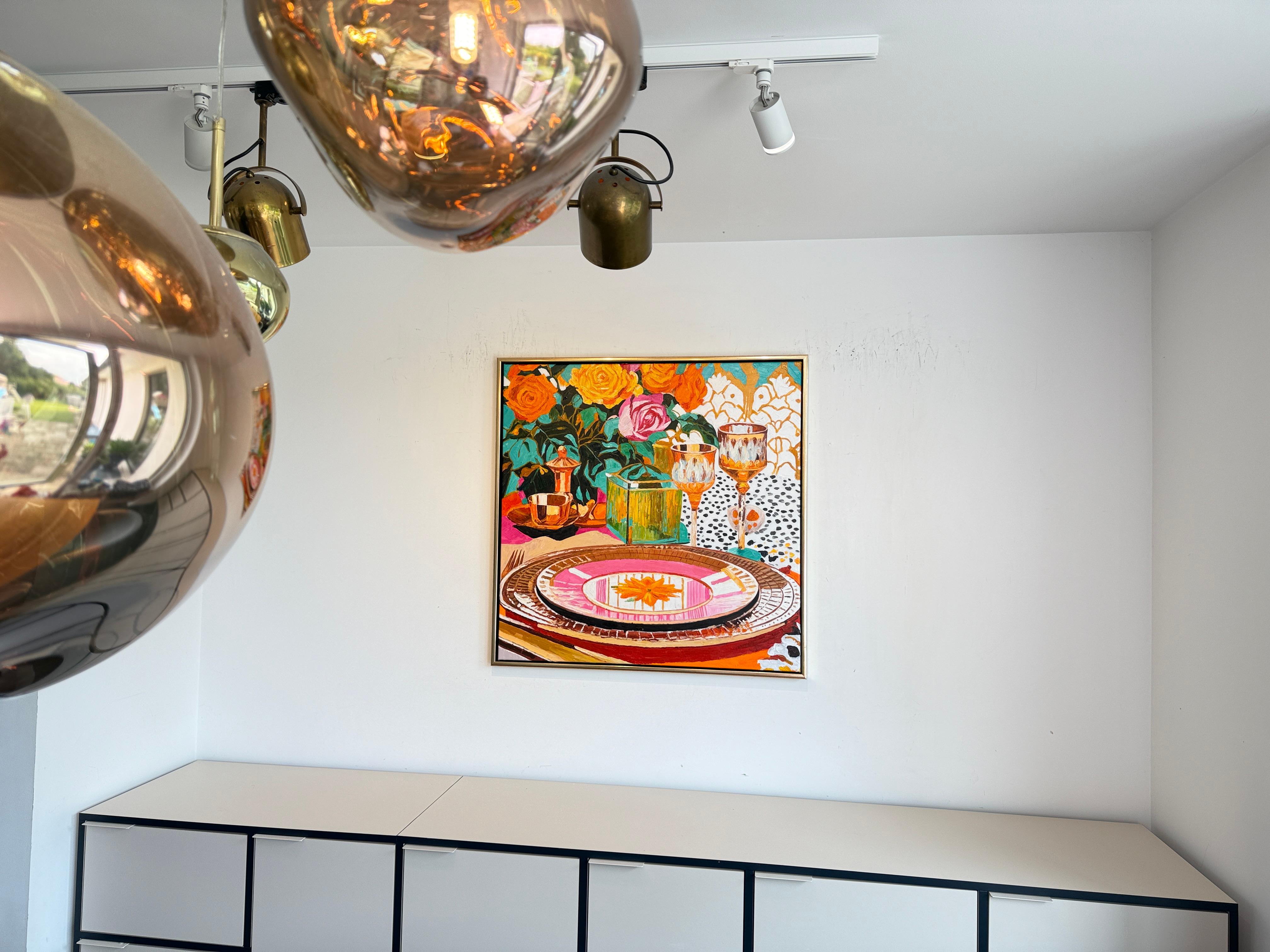 Un bagliore glamour alla luce del sole - K.Husslein Impasto di fiori per la tavola da pranzo in vendita 9