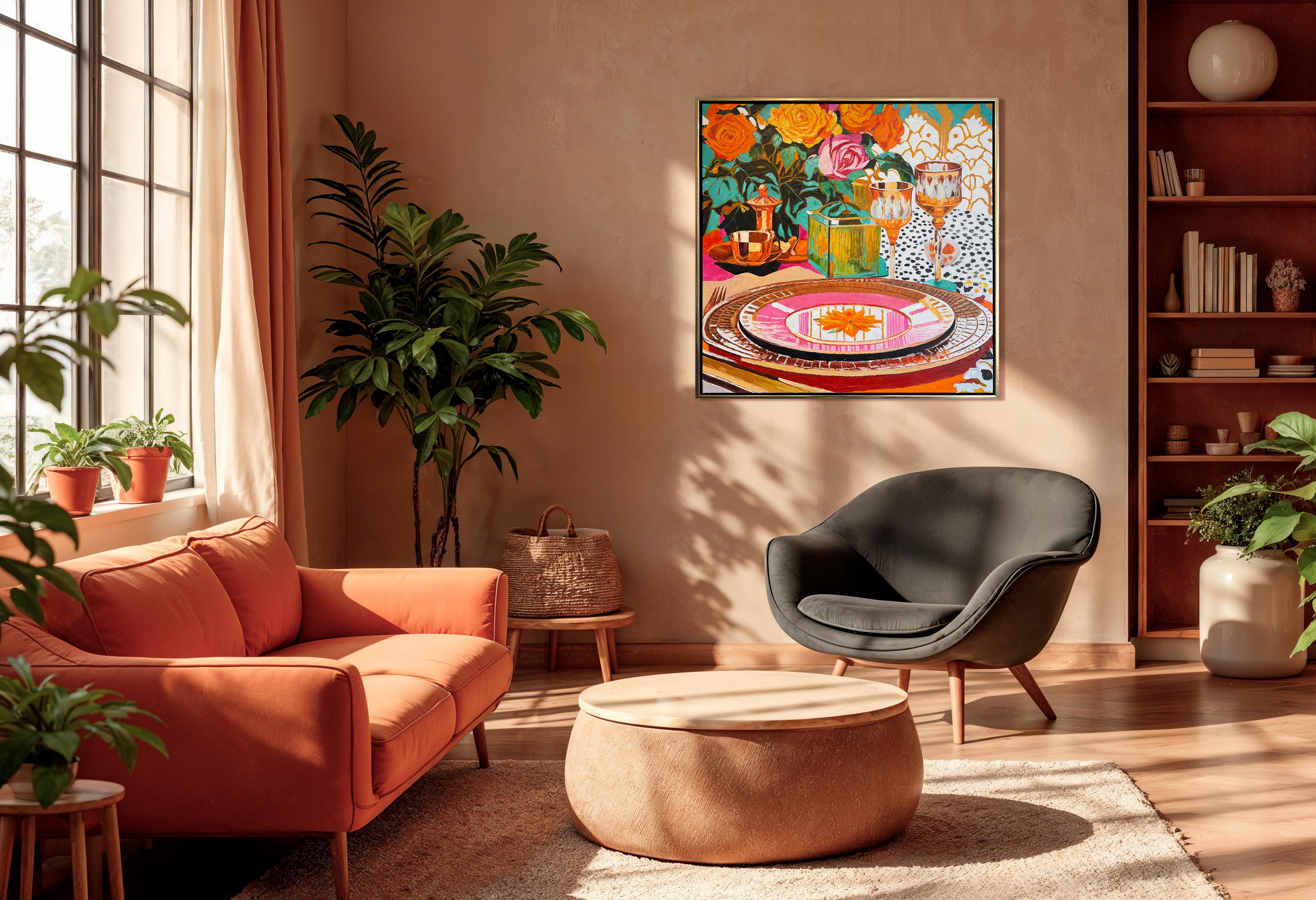 Un bagliore glamour alla luce del sole - K.Husslein Impasto di fiori per la tavola da pranzo in vendita 14
