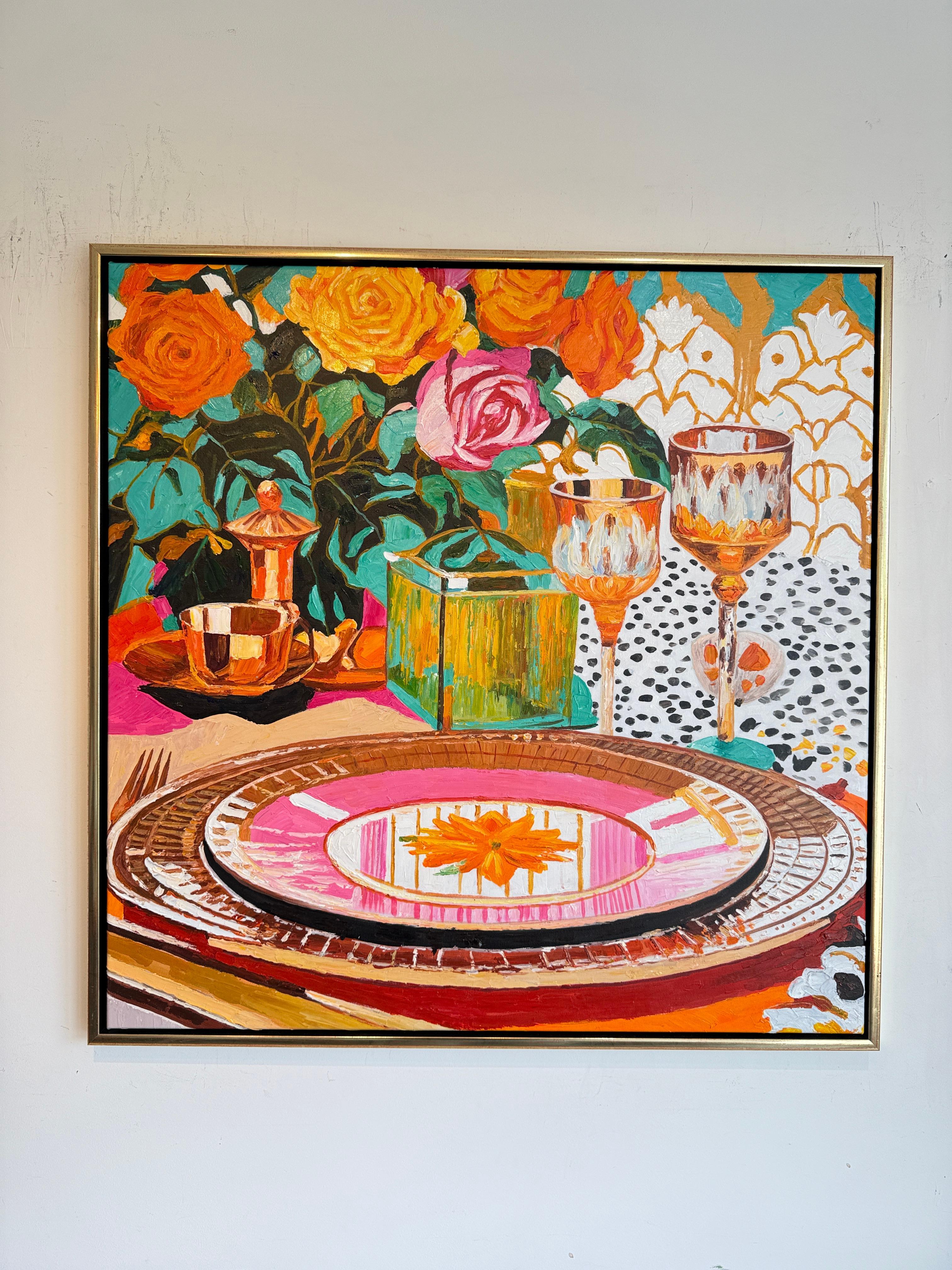 Un bagliore glamour alla luce del sole - K.Husslein Impasto di fiori per la tavola da pranzo in vendita 2