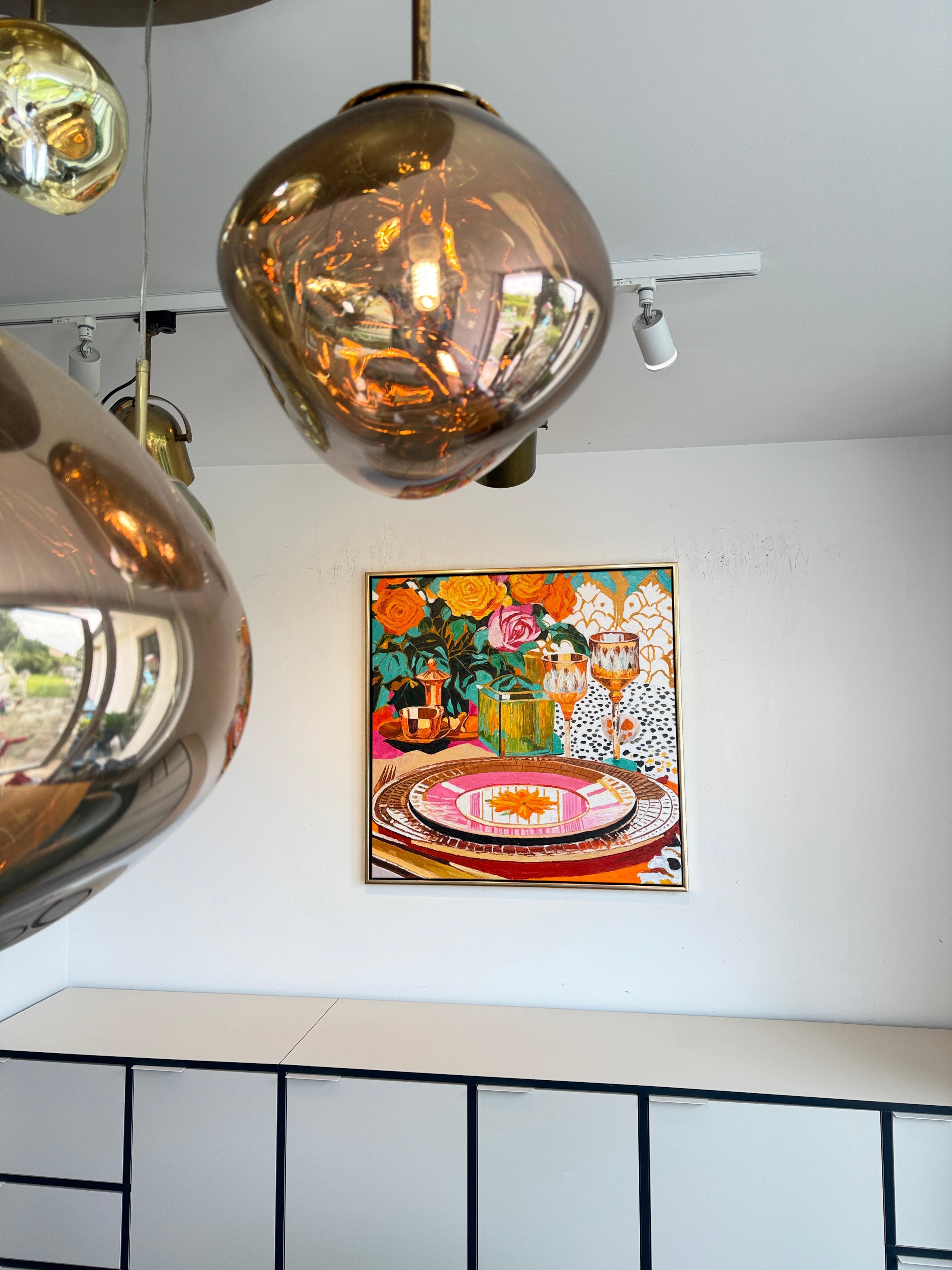 Un bagliore glamour alla luce del sole - K.Husslein Impasto di fiori per la tavola da pranzo in vendita 3