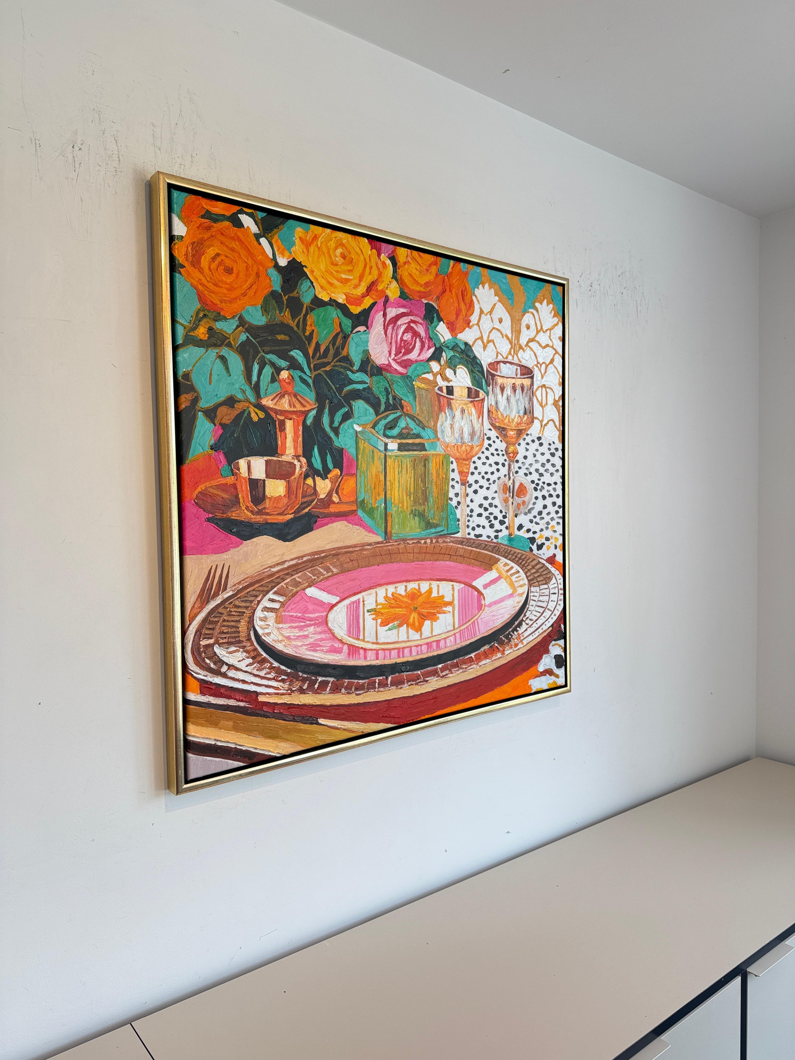 Un bagliore glamour alla luce del sole - K.Husslein Impasto di fiori per la tavola da pranzo in vendita 4