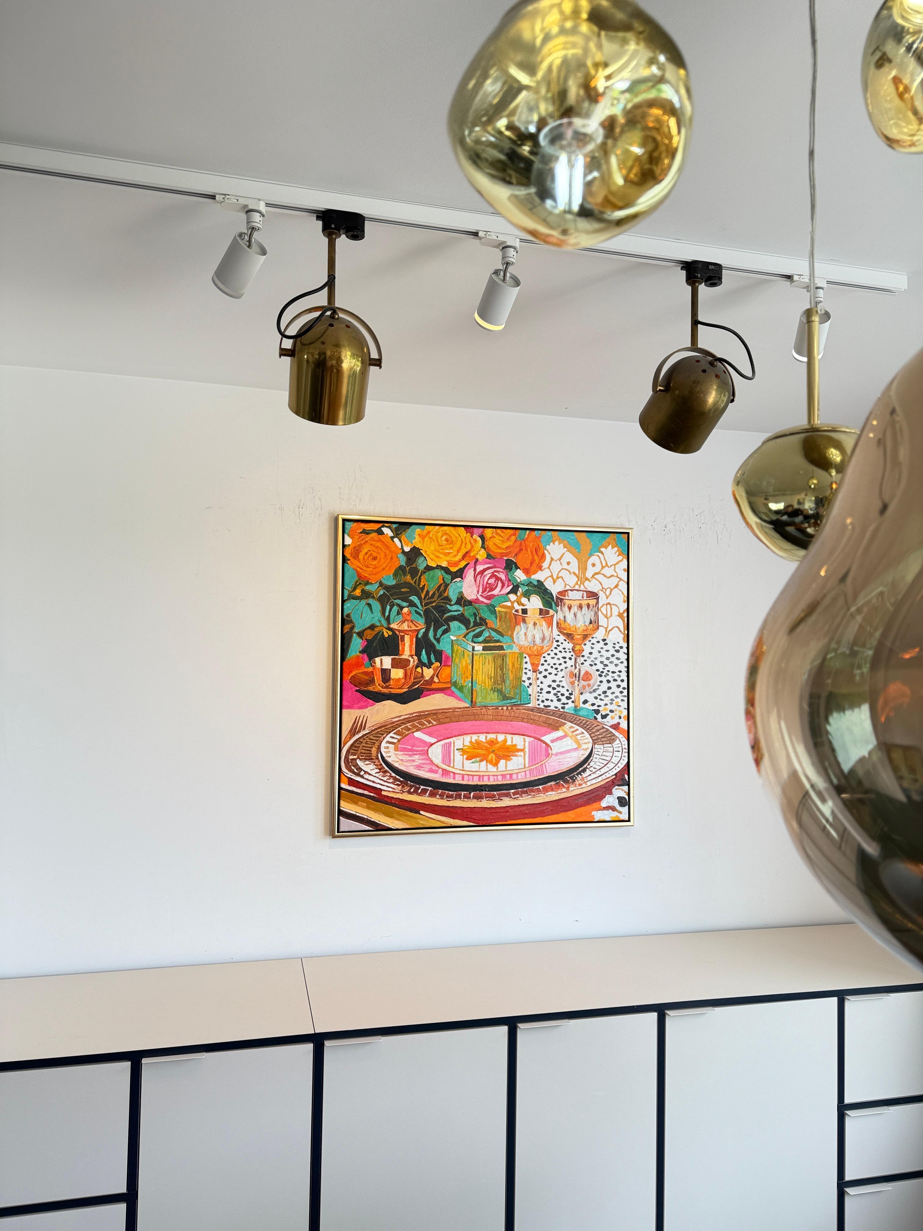 Un bagliore glamour alla luce del sole - K.Husslein Impasto di fiori per la tavola da pranzo in vendita 5