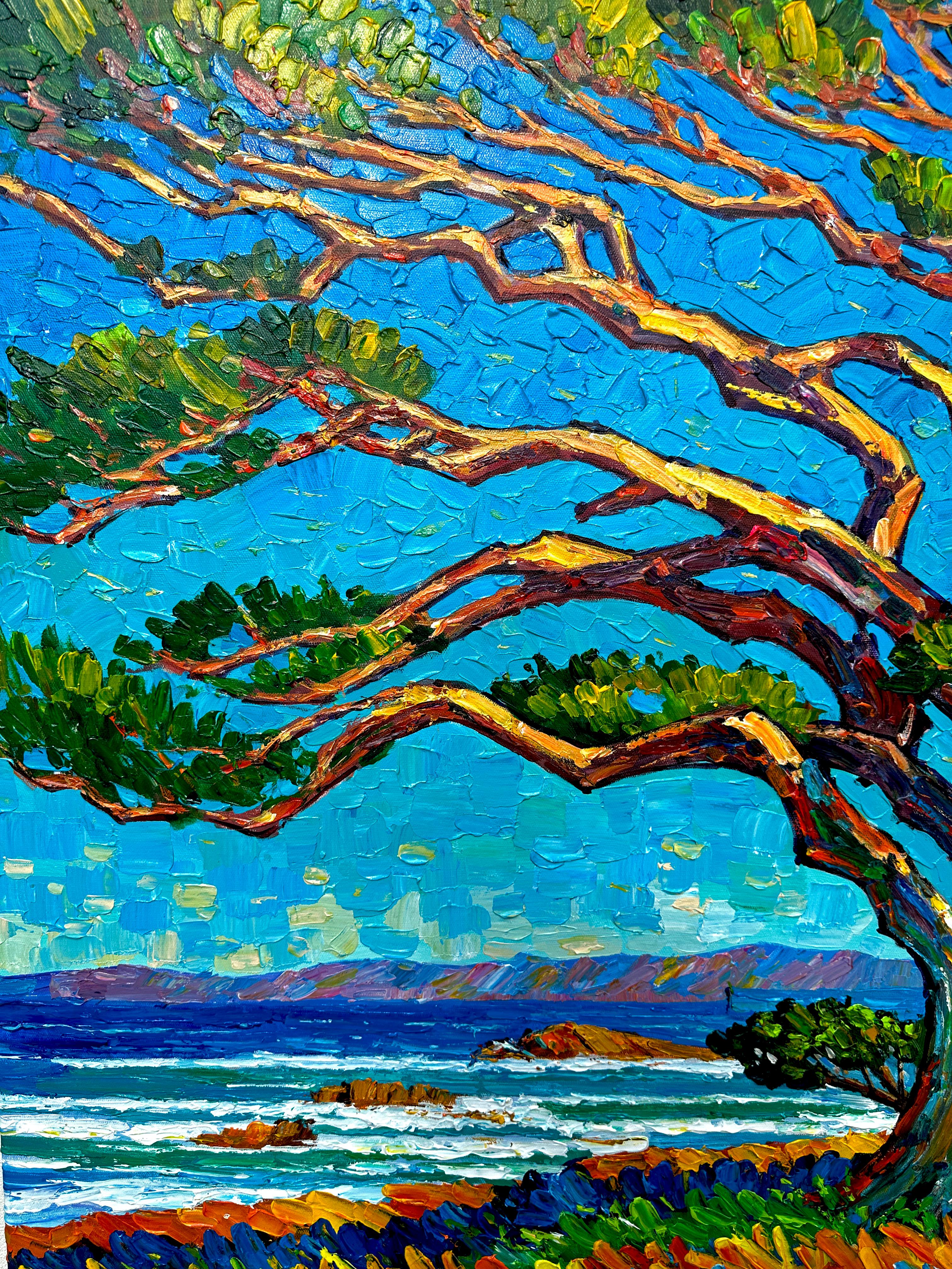 Golden Days - Katharina Husslein Colorful Impasto Oil Landscape Painting For Sale 10