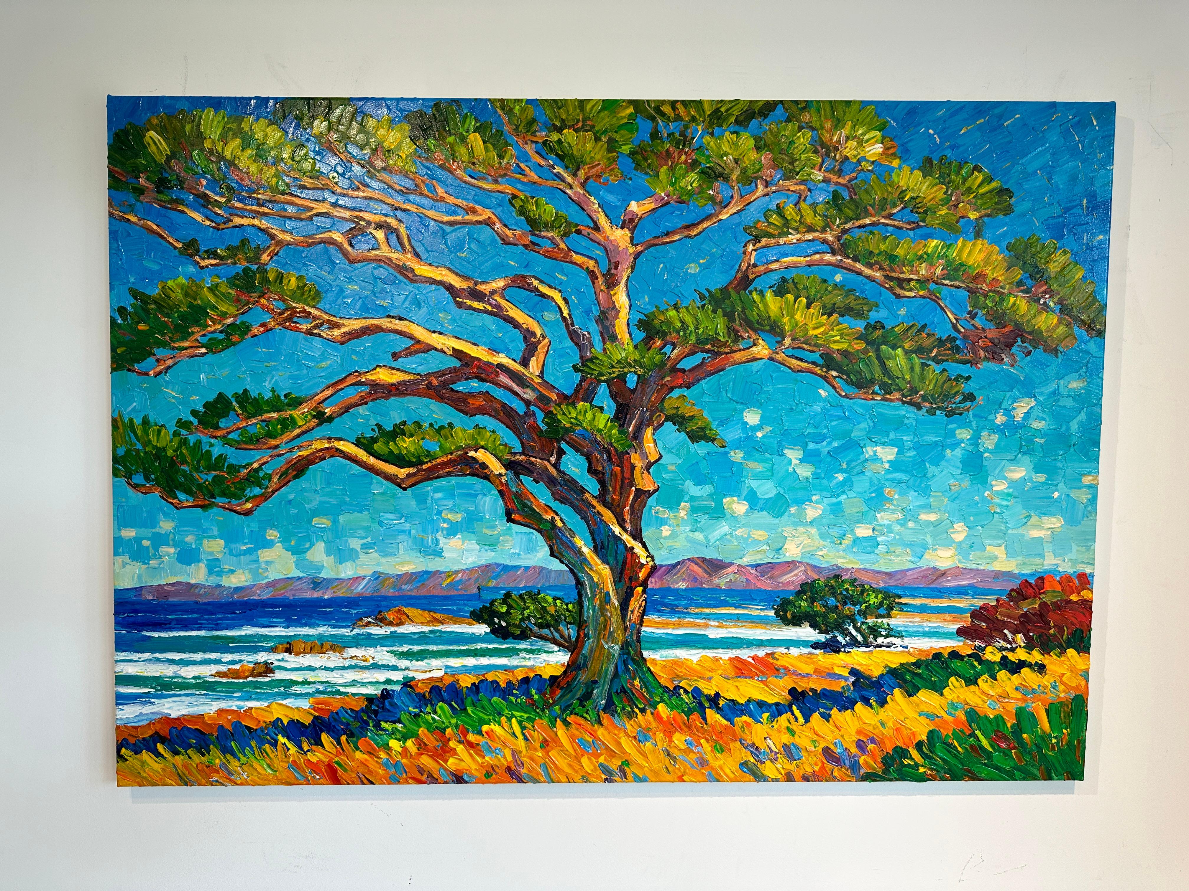 Golden Days - Katharina Husslein Colorful Impasto Oil Landscape Painting For Sale 1