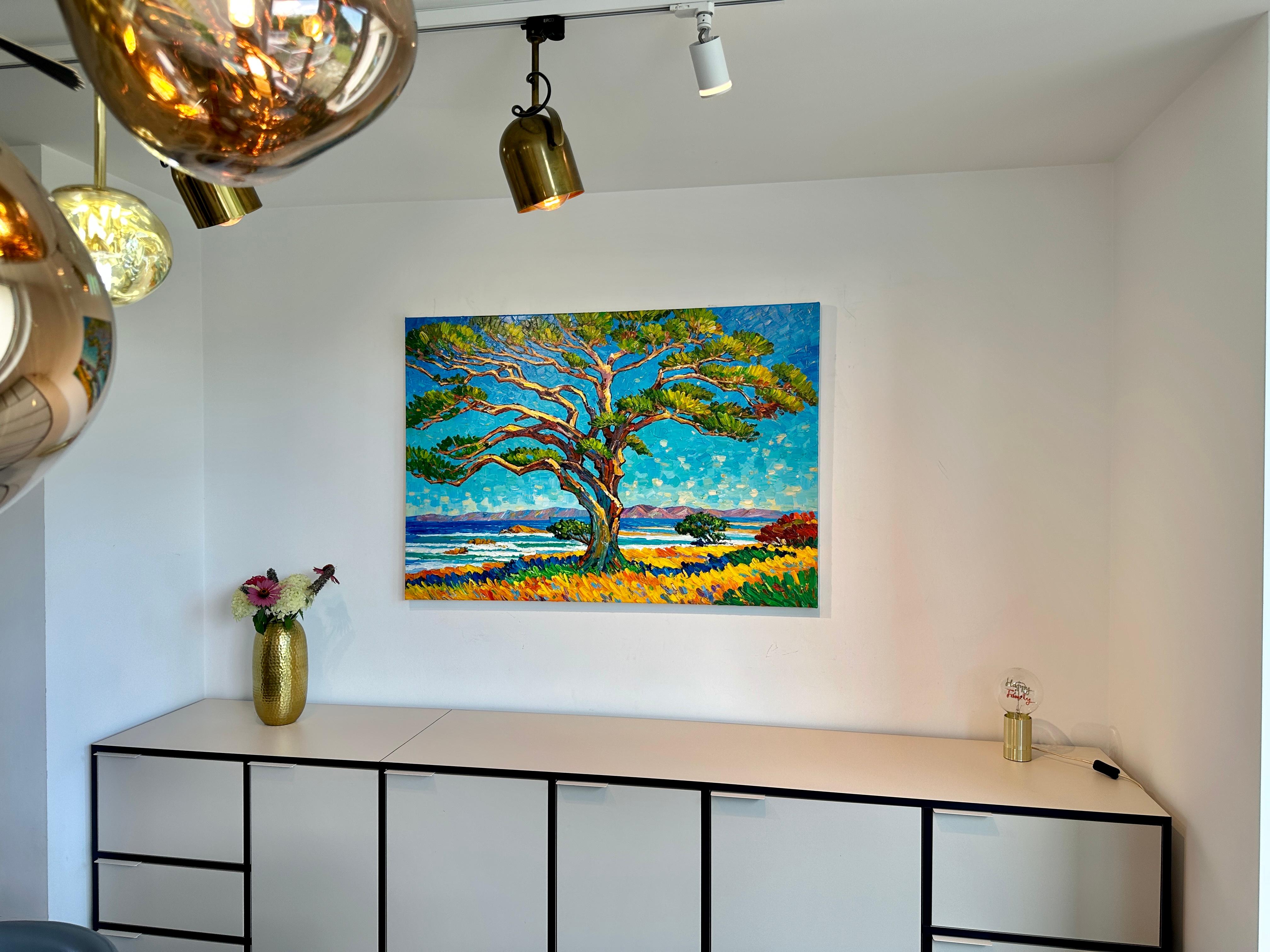Golden Days - Katharina Husslein Colorful Impasto Oil Landscape Painting For Sale 2