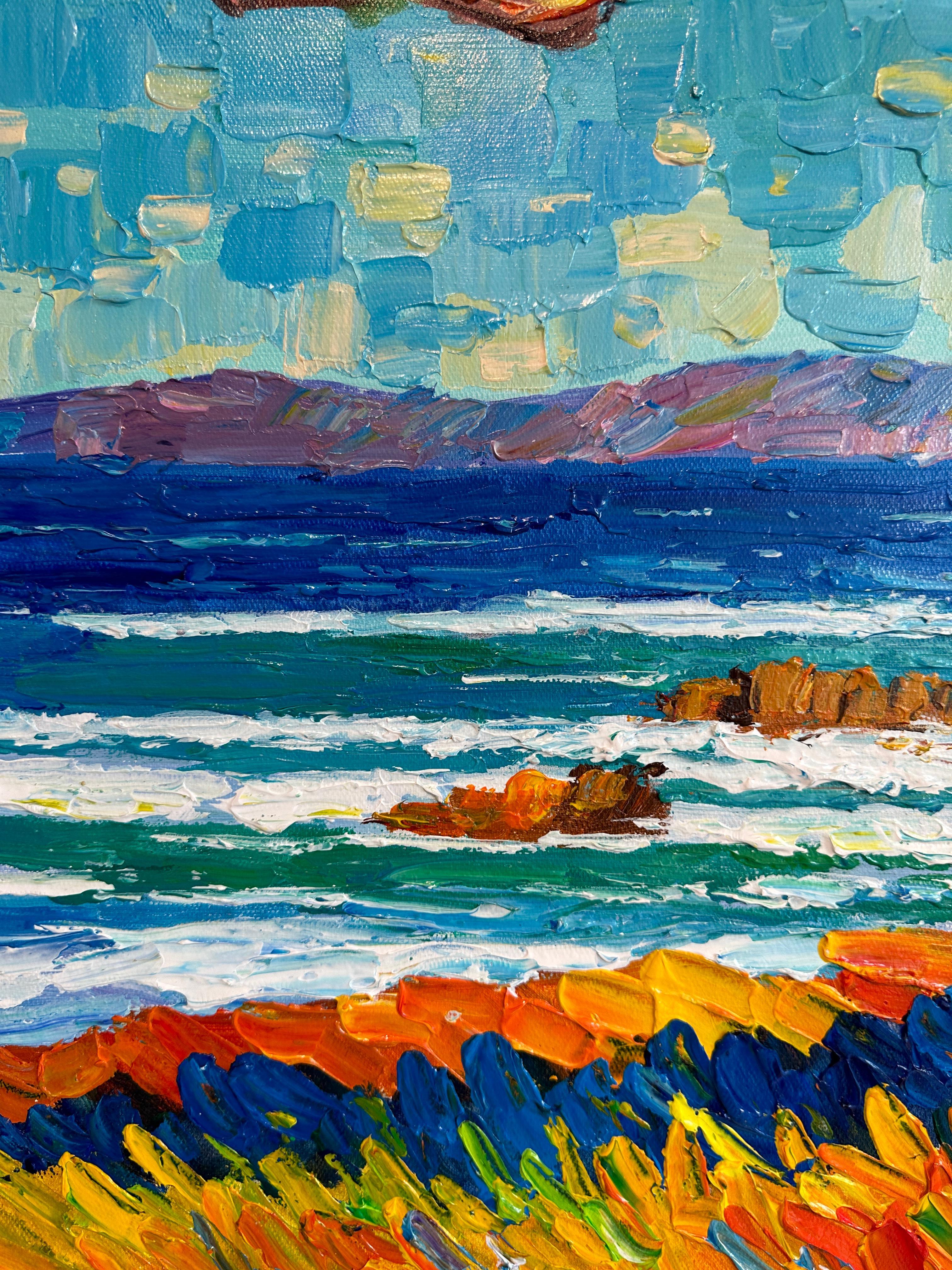 Golden Days - Katharina Husslein Colorful Impasto Oil Landscape Painting For Sale 5