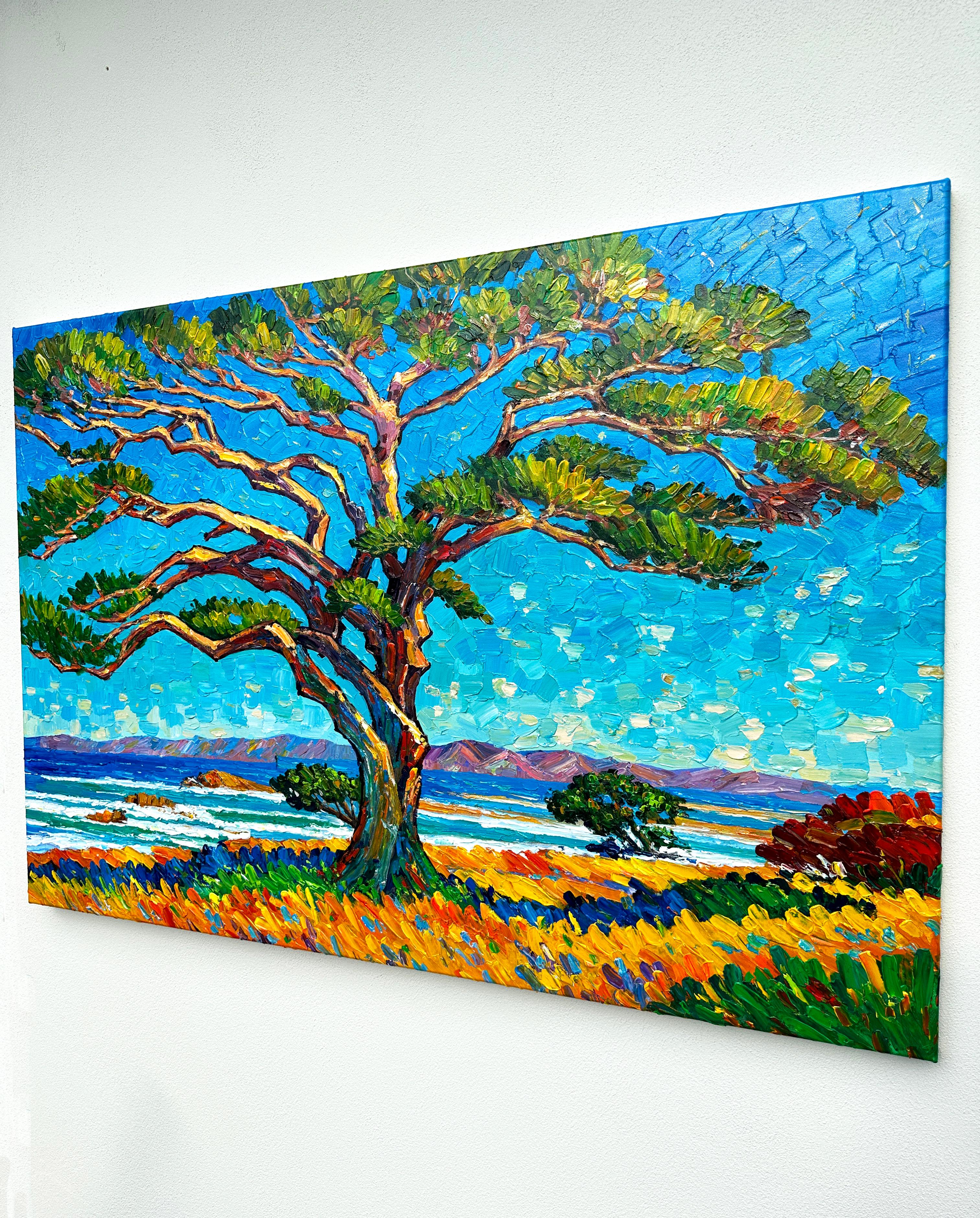 Golden Days - Katharina Husslein Colorful Impasto Oil Landscape Painting For Sale 6