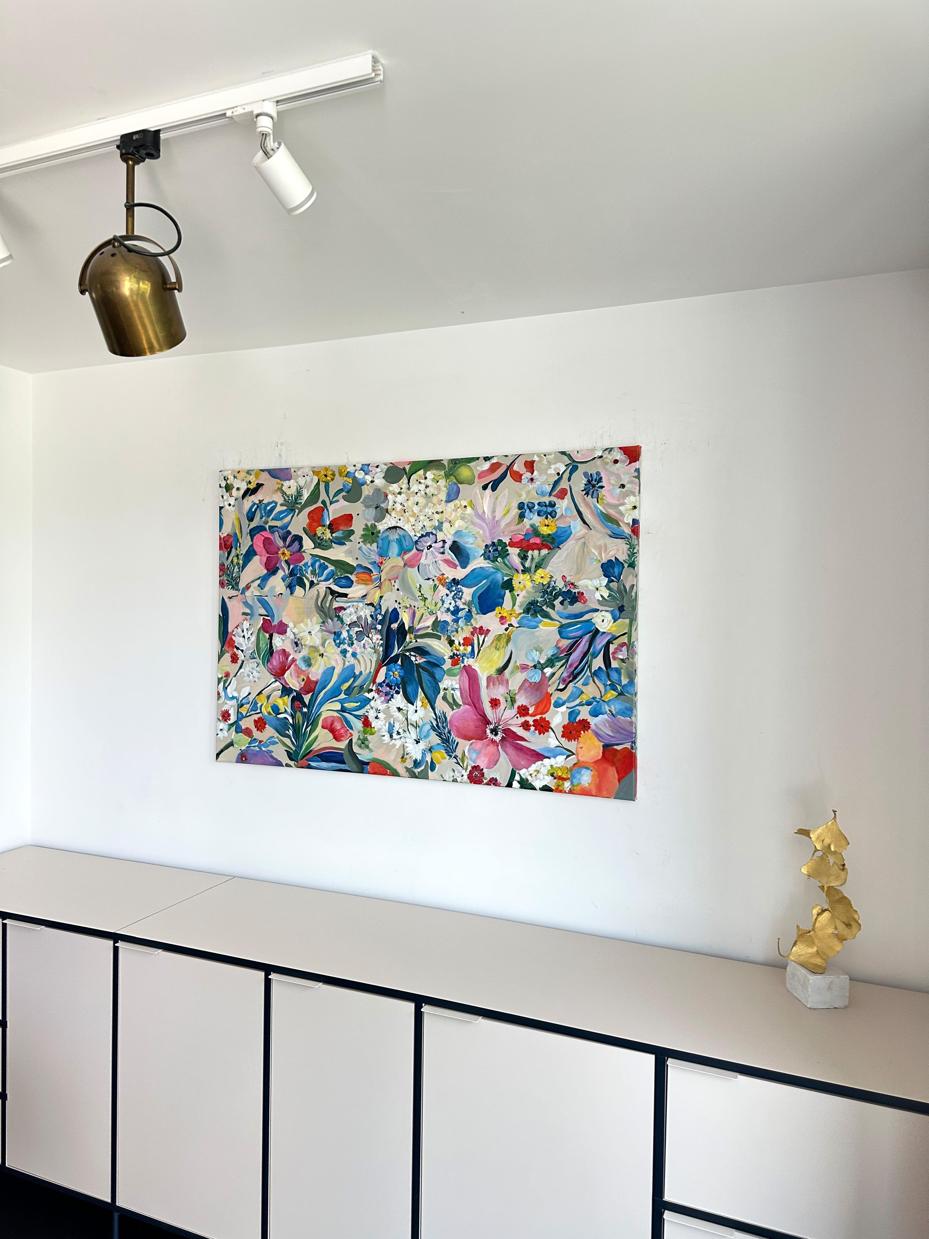 Growing beside You by K Husslein Botanical Abstract Flower Painting 9