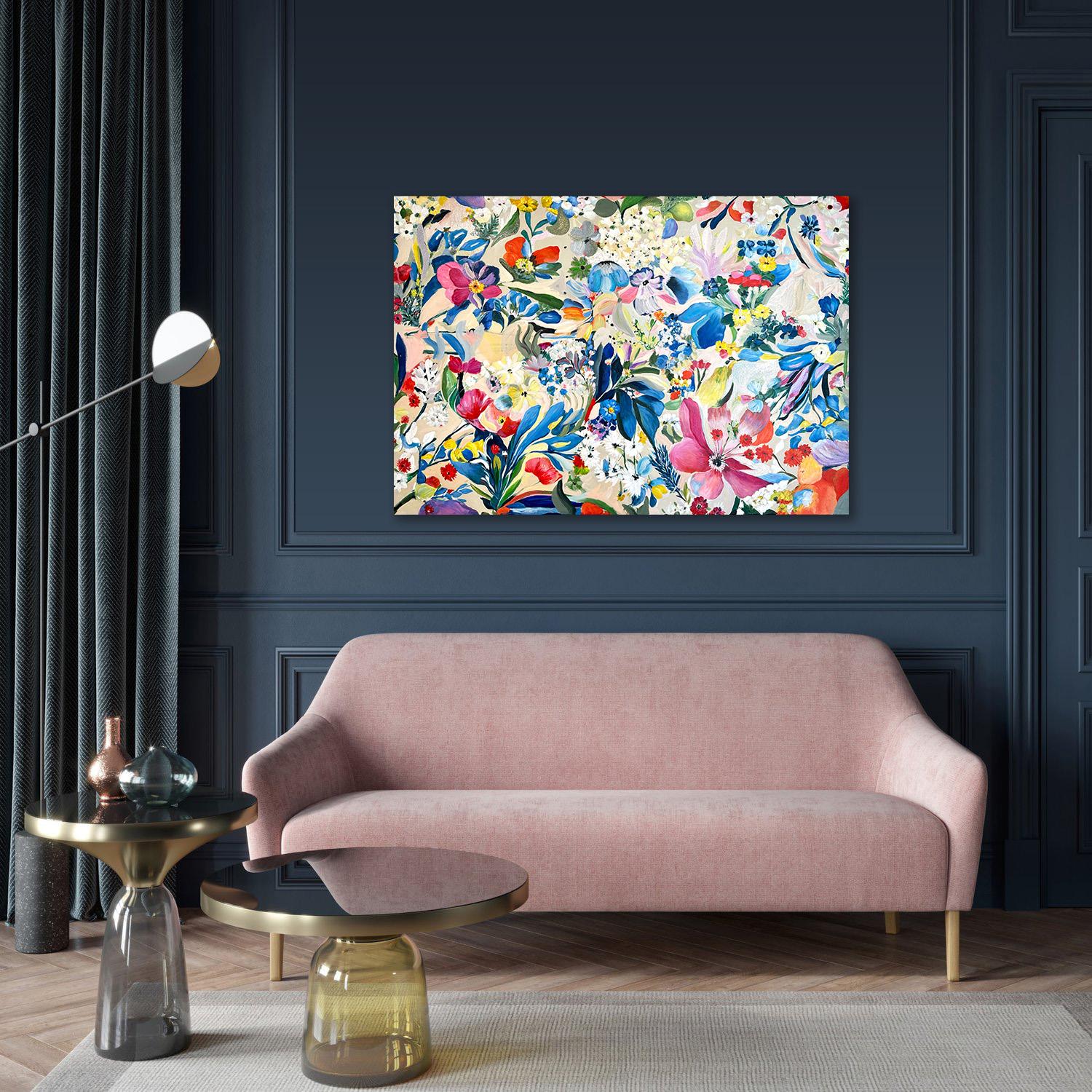 Growing beside You by K Husslein Botanical Abstract Flower Painting 11
