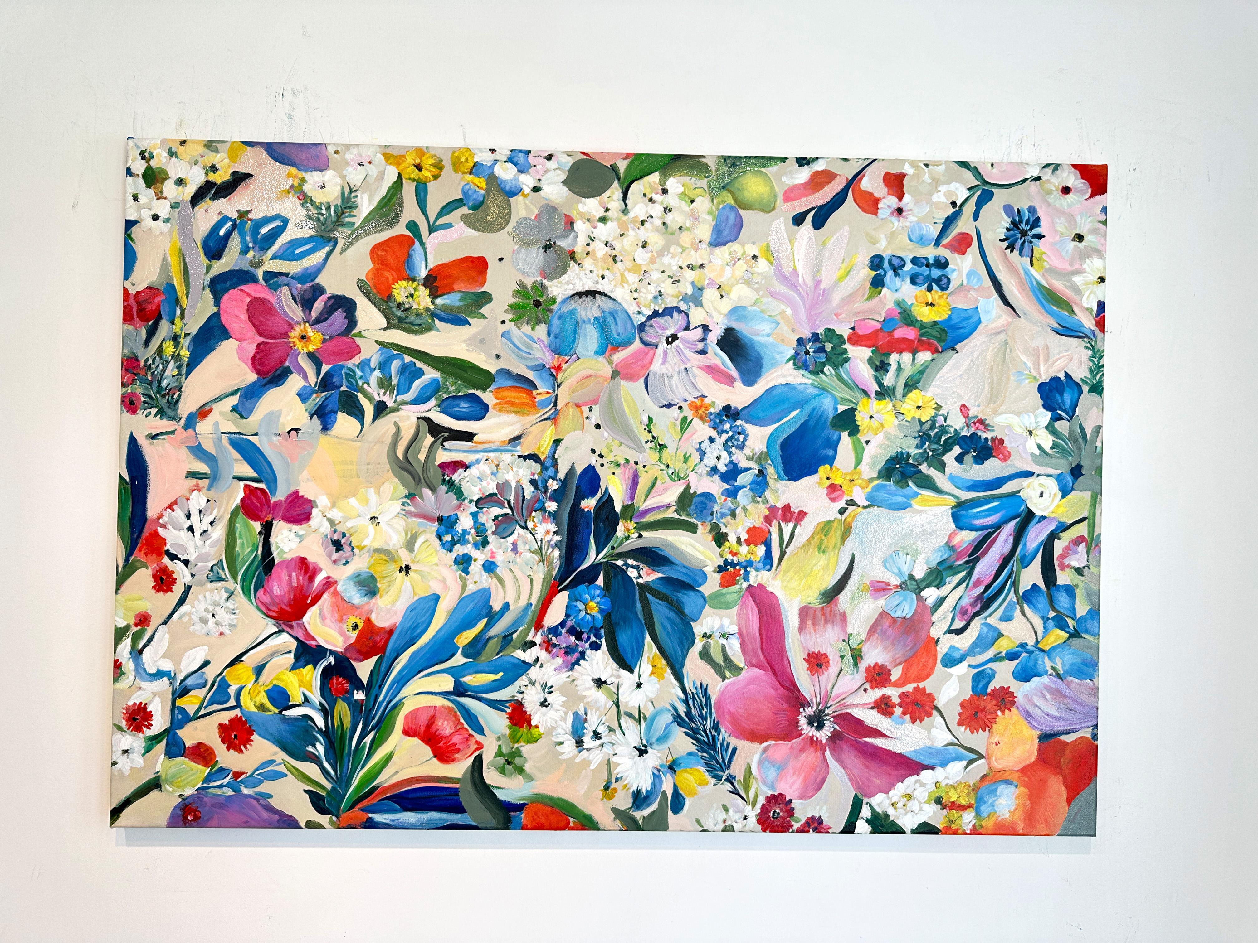 Growing beside You by K Husslein Botanical Abstract Flower Painting 1