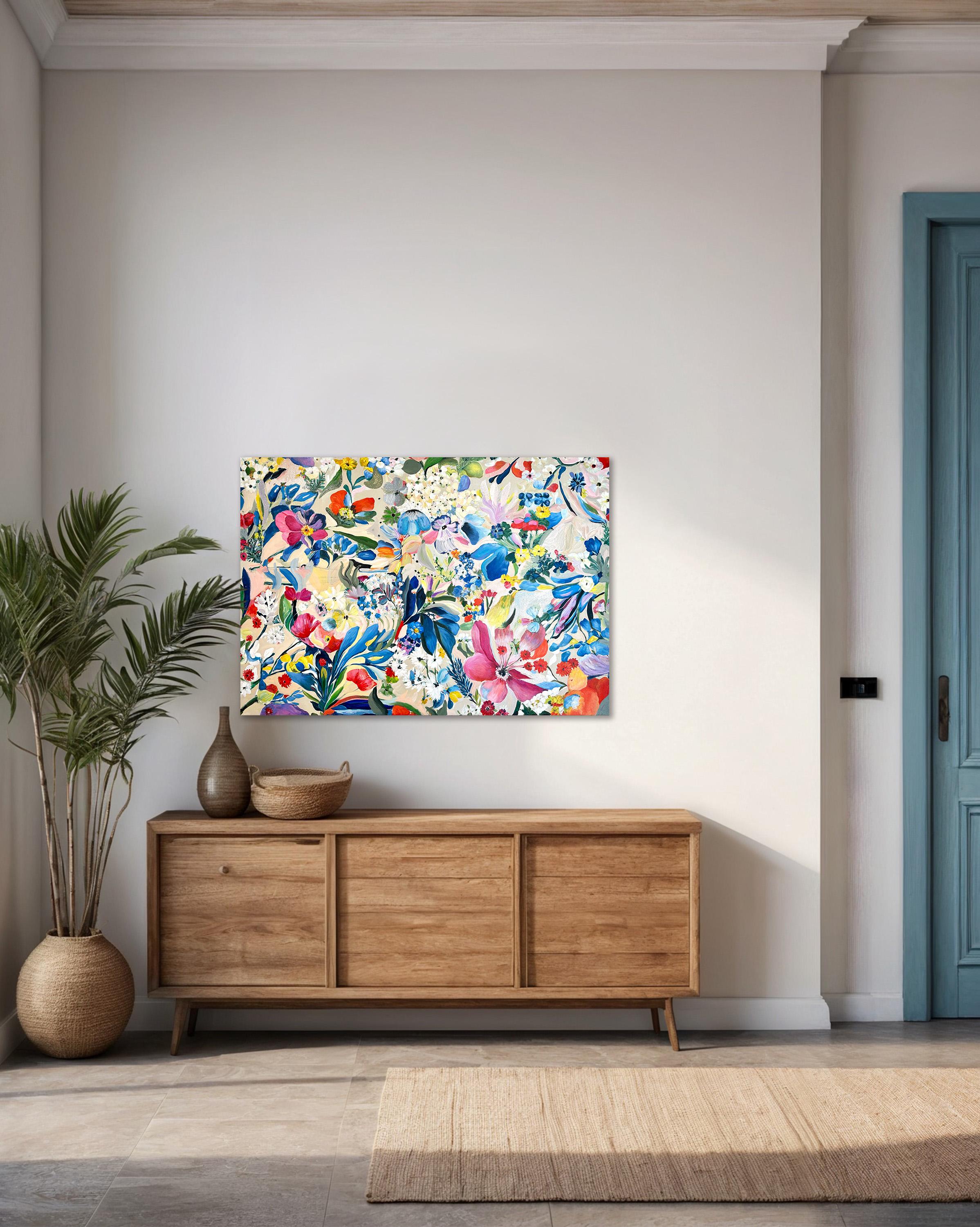 Growing beside You by K Husslein Botanical Abstract Flower Painting 2