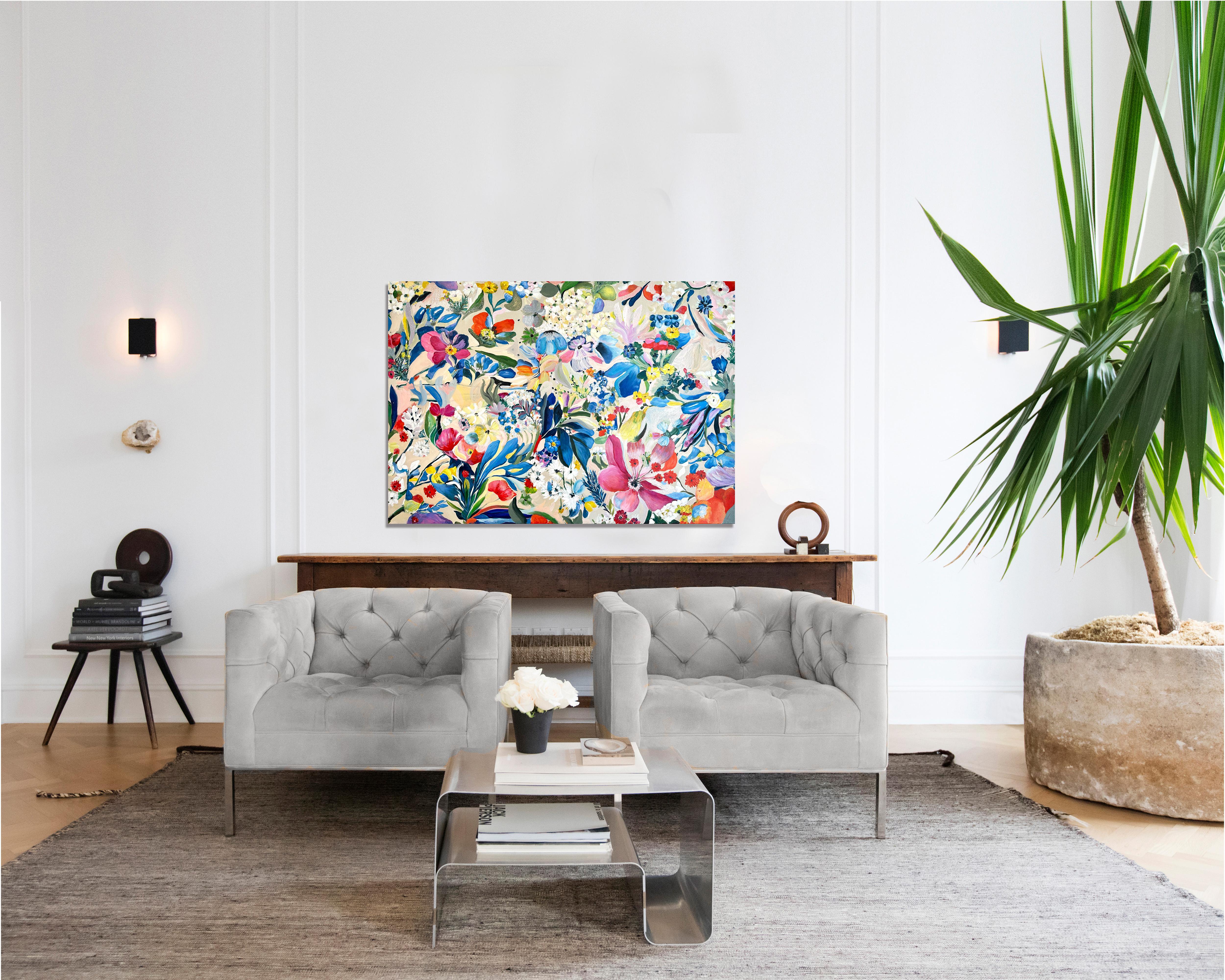 Growing beside You by K Husslein Botanical Abstract Flower Painting 6