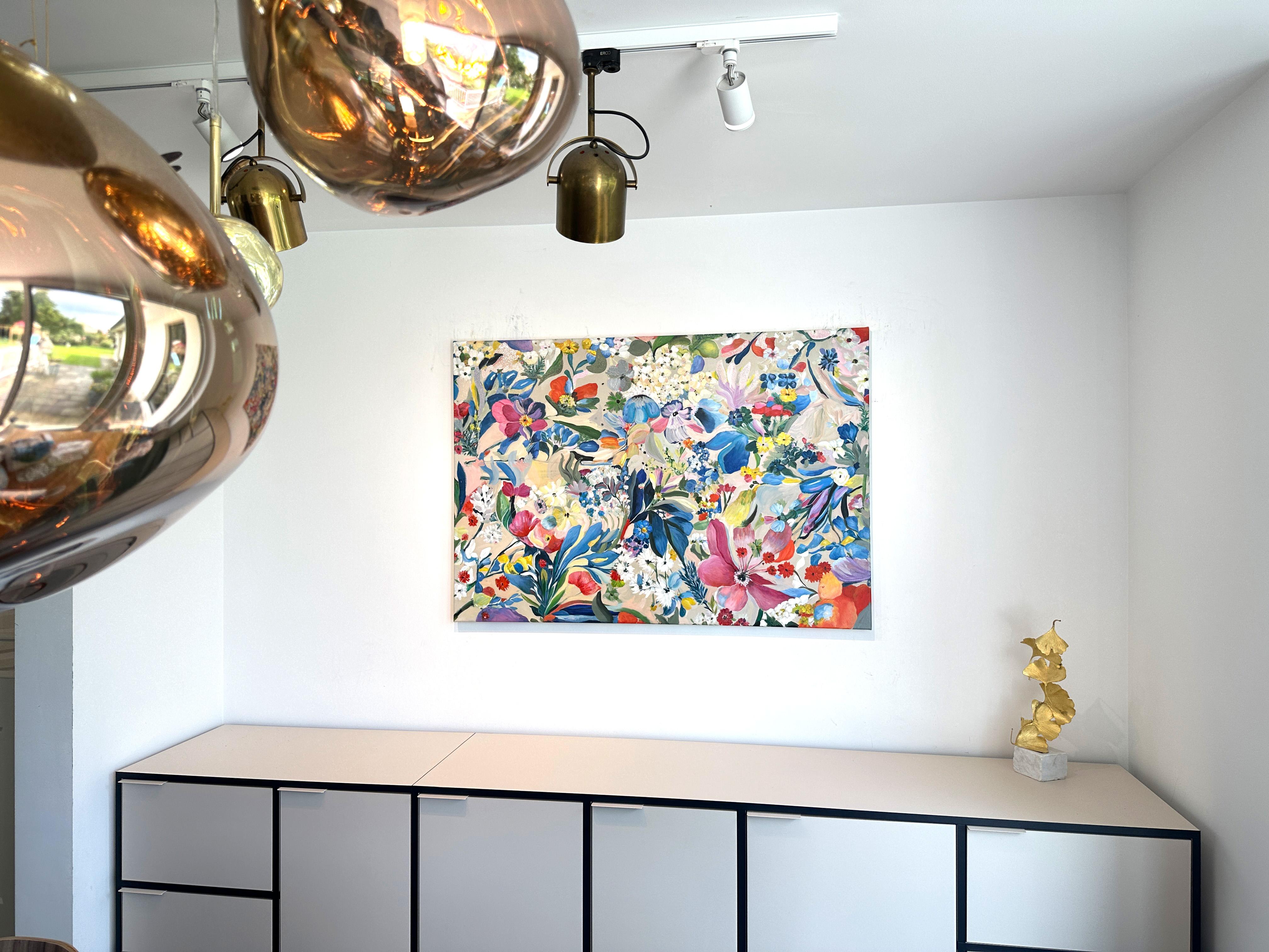 Growing beside You by K Husslein Botanical Abstract Flower Painting 7