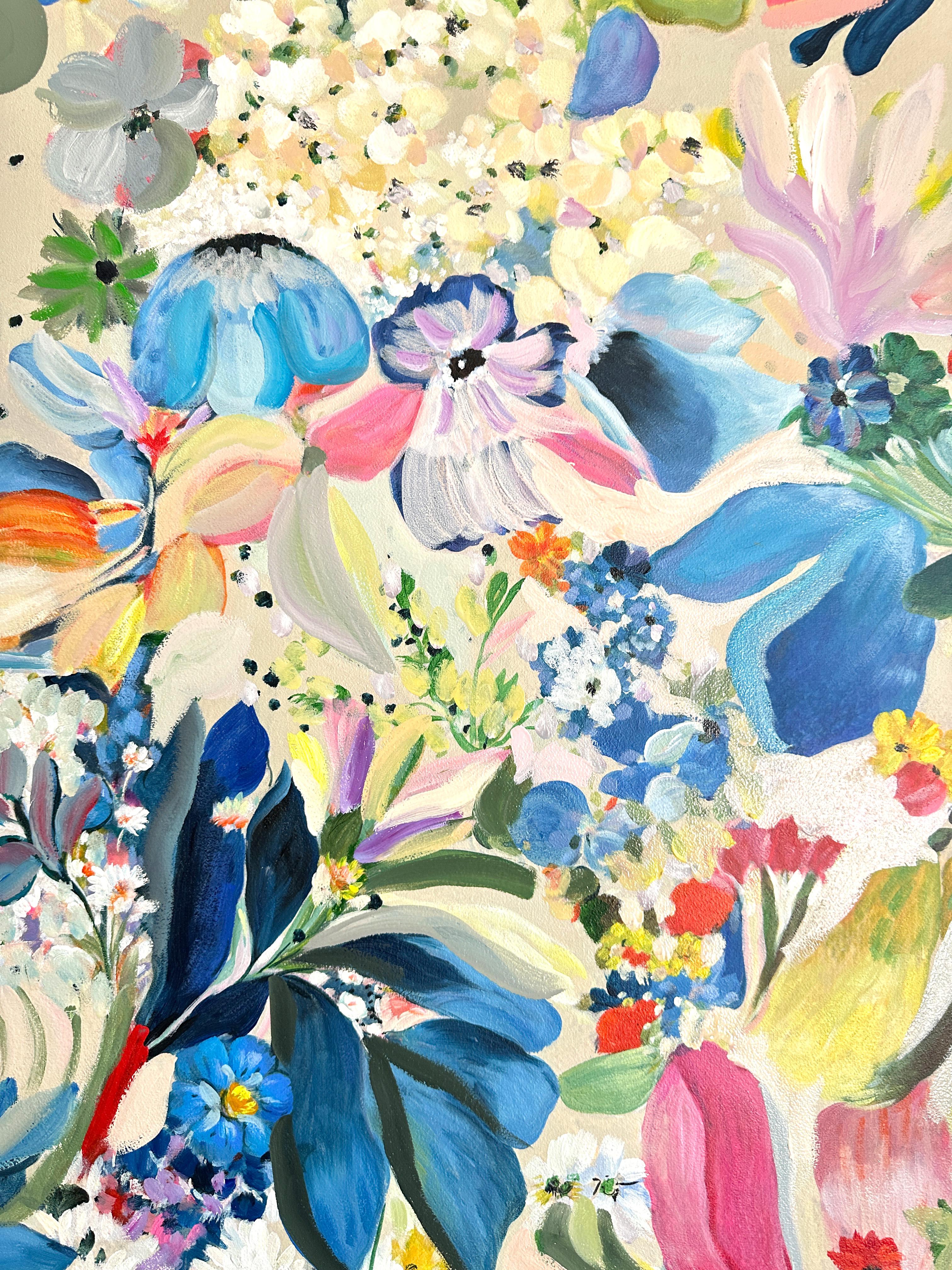 Growing beside You by K Husslein Botanical Abstract Flower Painting 8