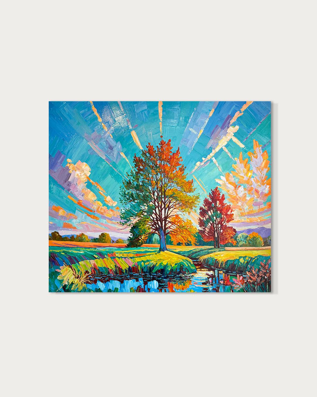 Crescere all'ombra - Katharina Husslein Impasto Olio Pittura di paesaggio in vendita 1