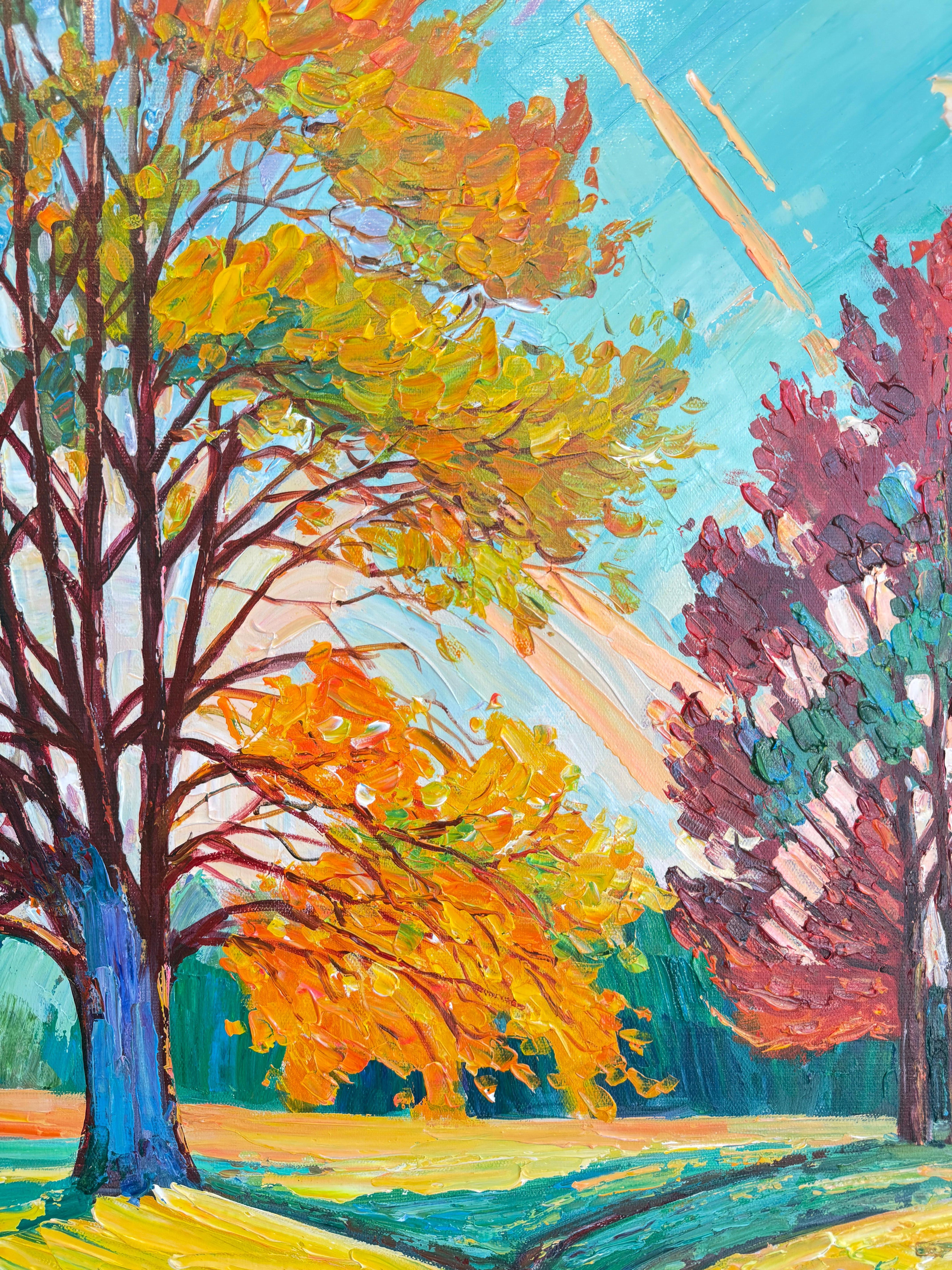 Crescere all'ombra - Katharina Husslein Impasto Olio Pittura di paesaggio in vendita 3