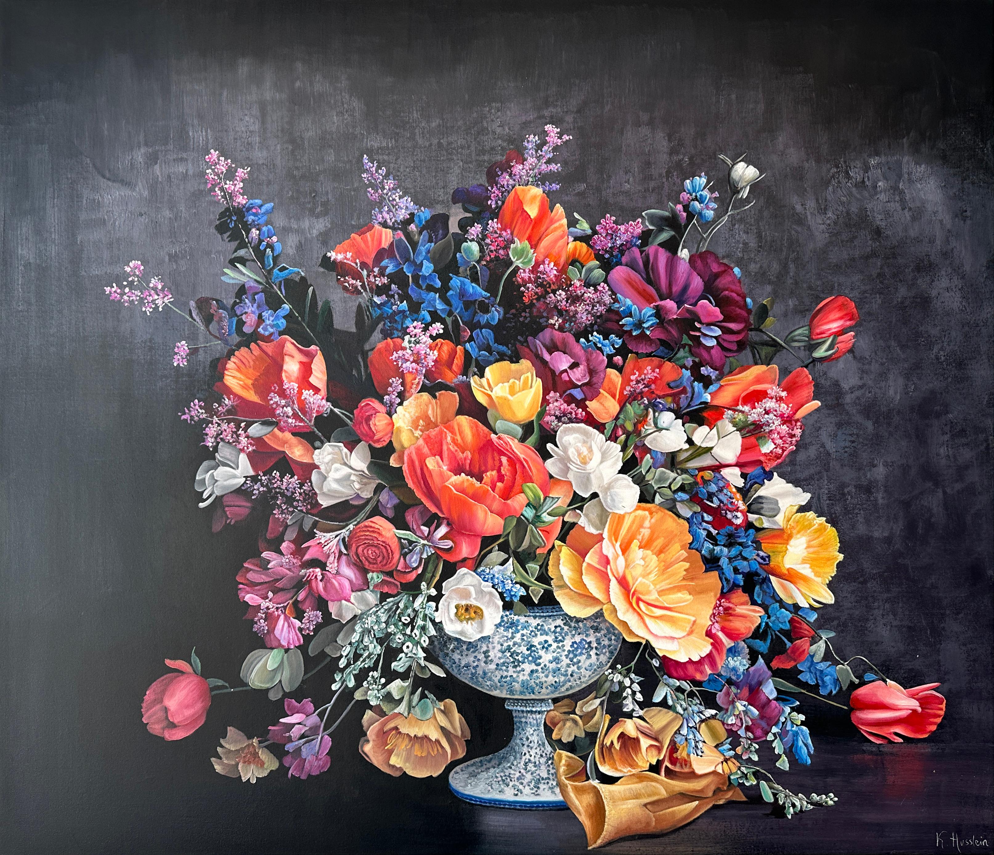 Happy alone is the Soul that loves Husslein Botanical Hyperrealistic Still life  - Painting by Katharina Husslein
