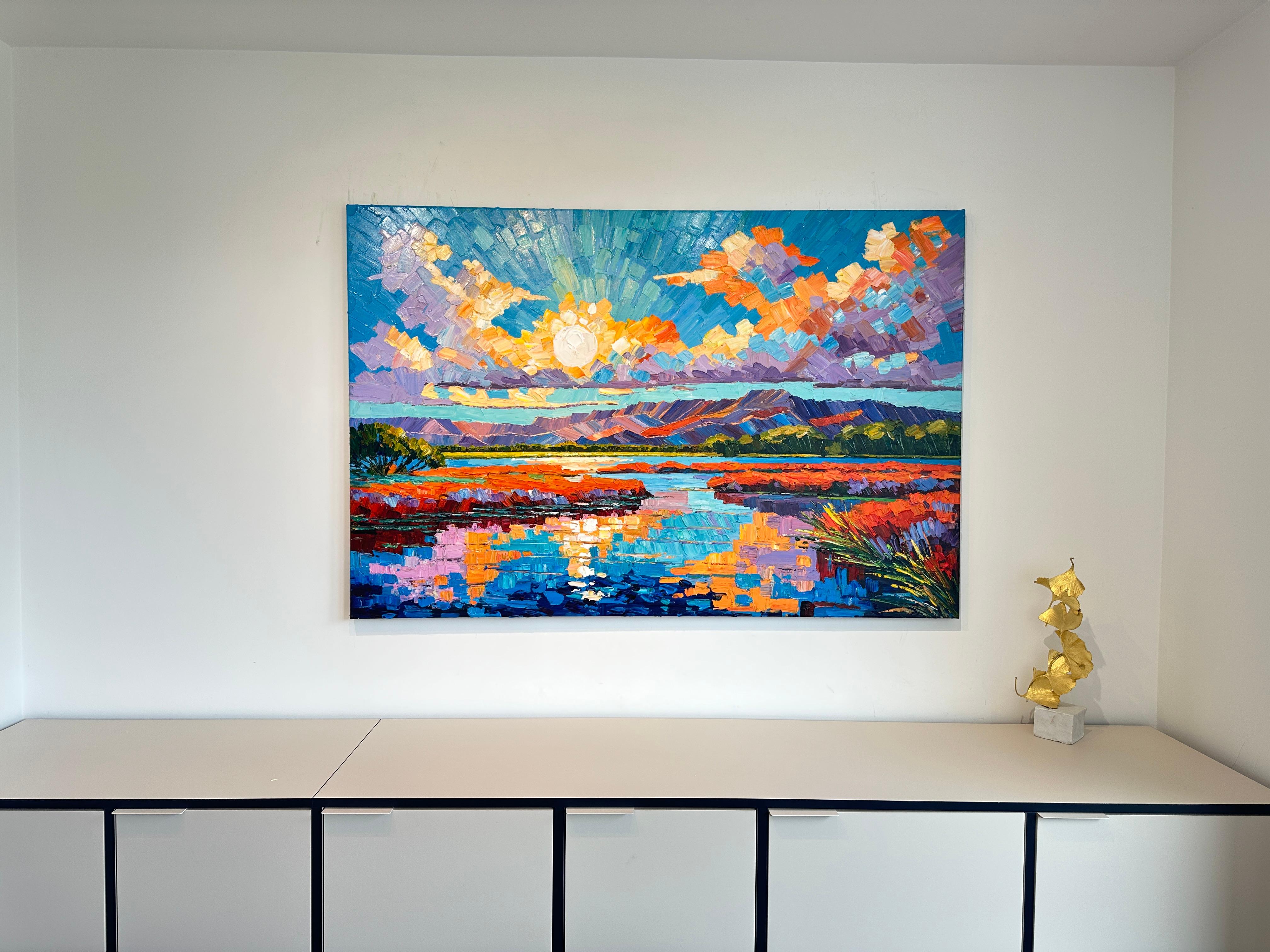 Harmony to the Horizon - Katharina Husslein Impasto Oil Landscape Painting For Sale 10