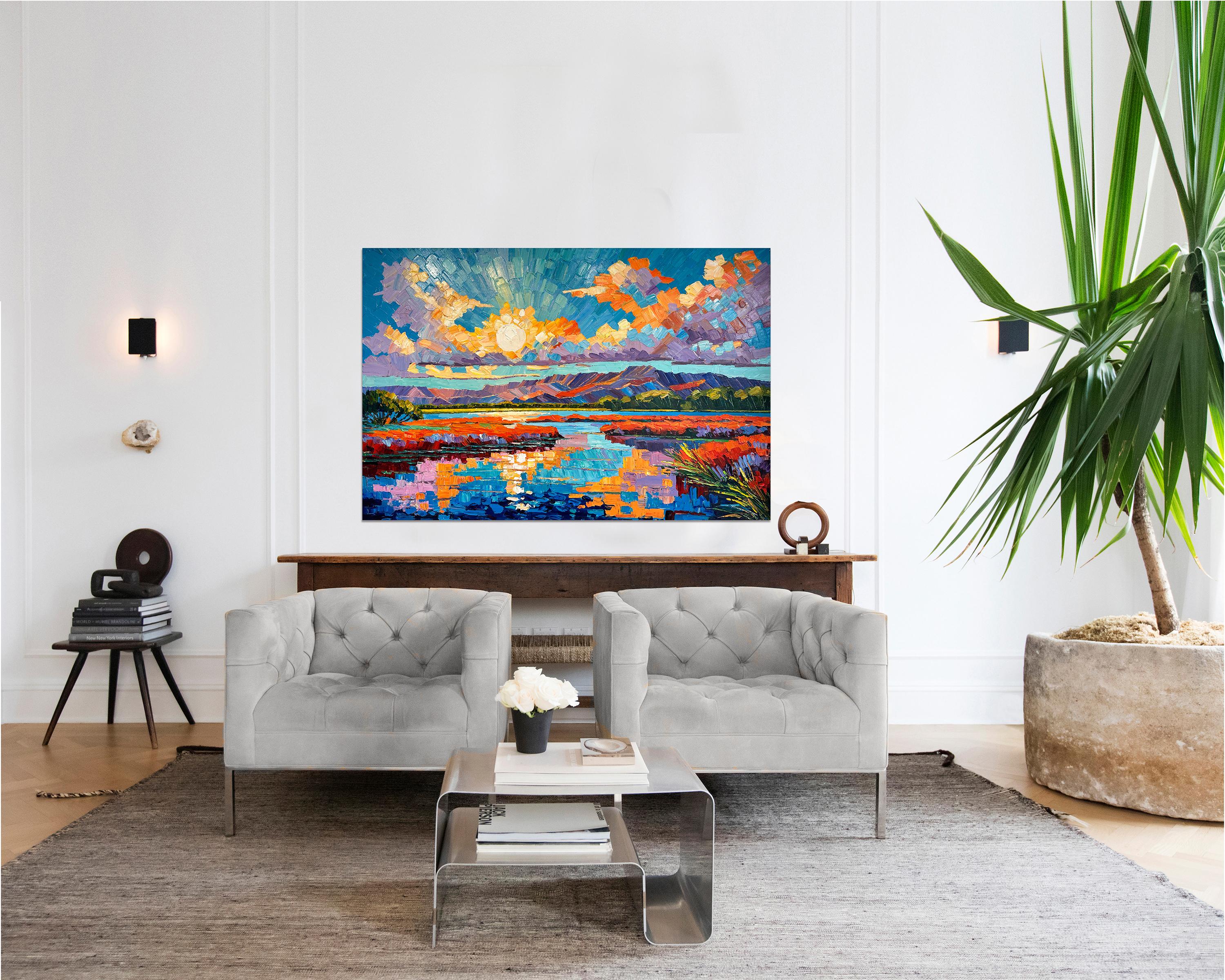 Harmony to the Horizon - Katharina Husslein Impasto Oil Landscape Painting For Sale 11