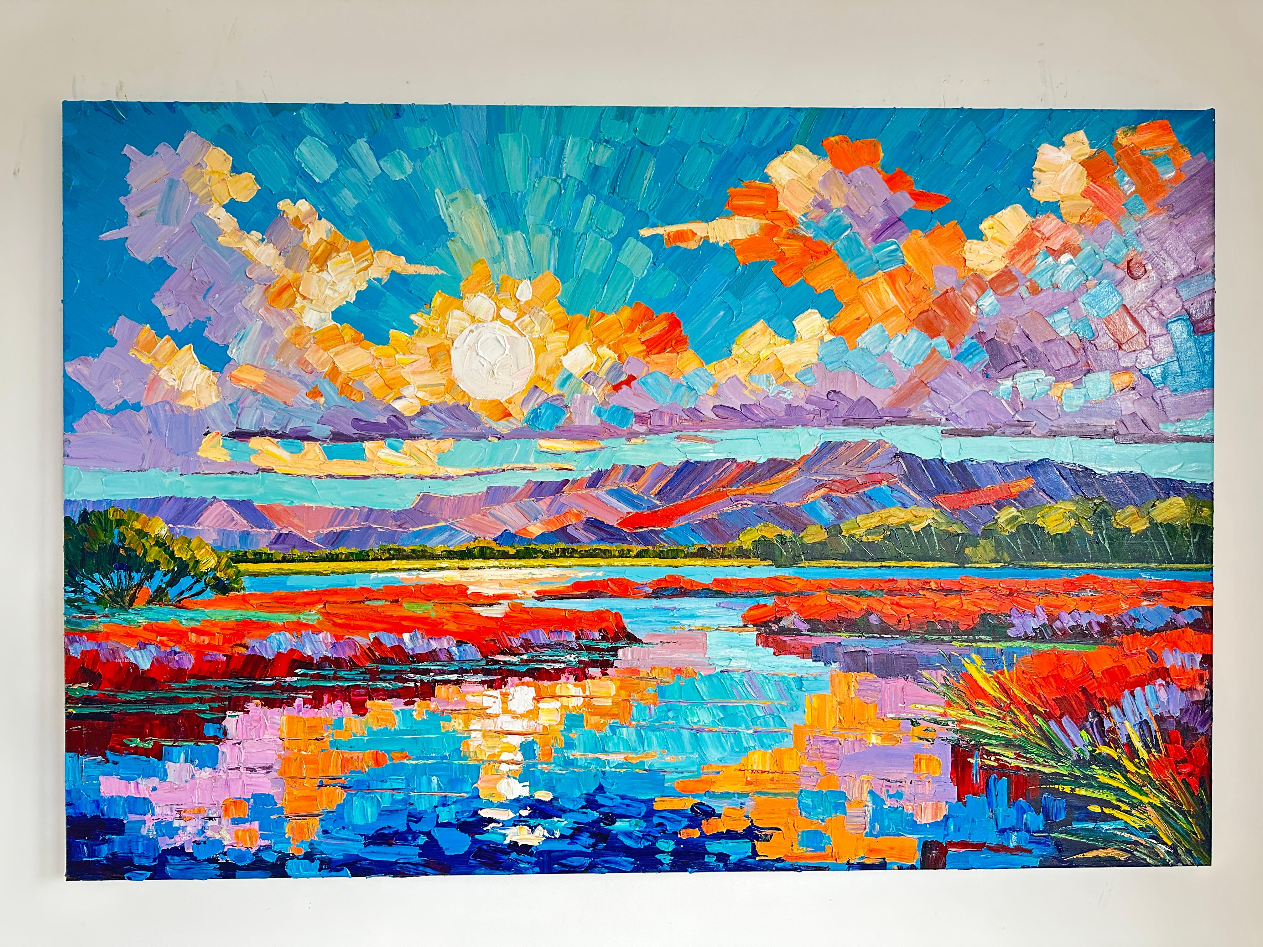 Harmony to the Horizon - Katharina Husslein Impasto Oil Landscape Painting For Sale 1
