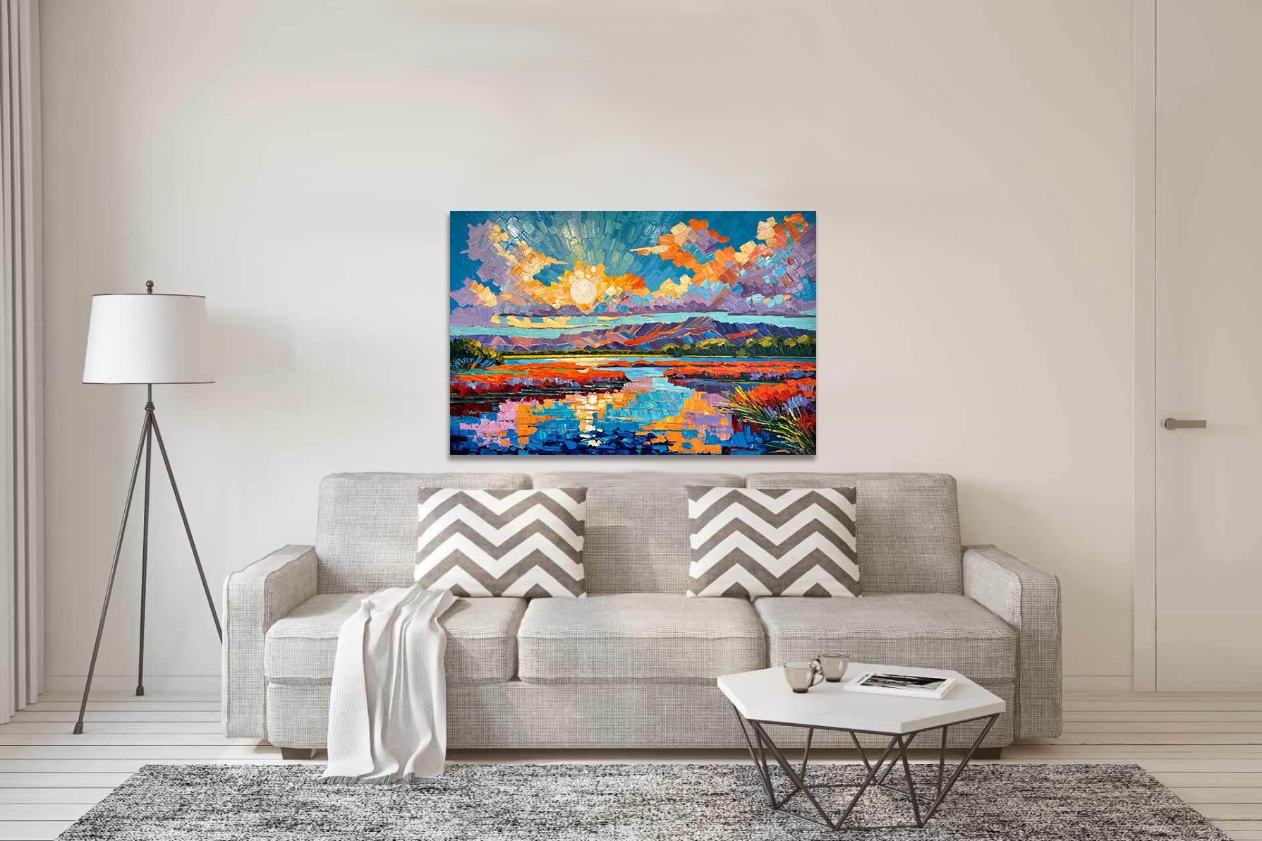 Harmony to the Horizon - Katharina Husslein Impasto Oil Landscape Painting For Sale 2