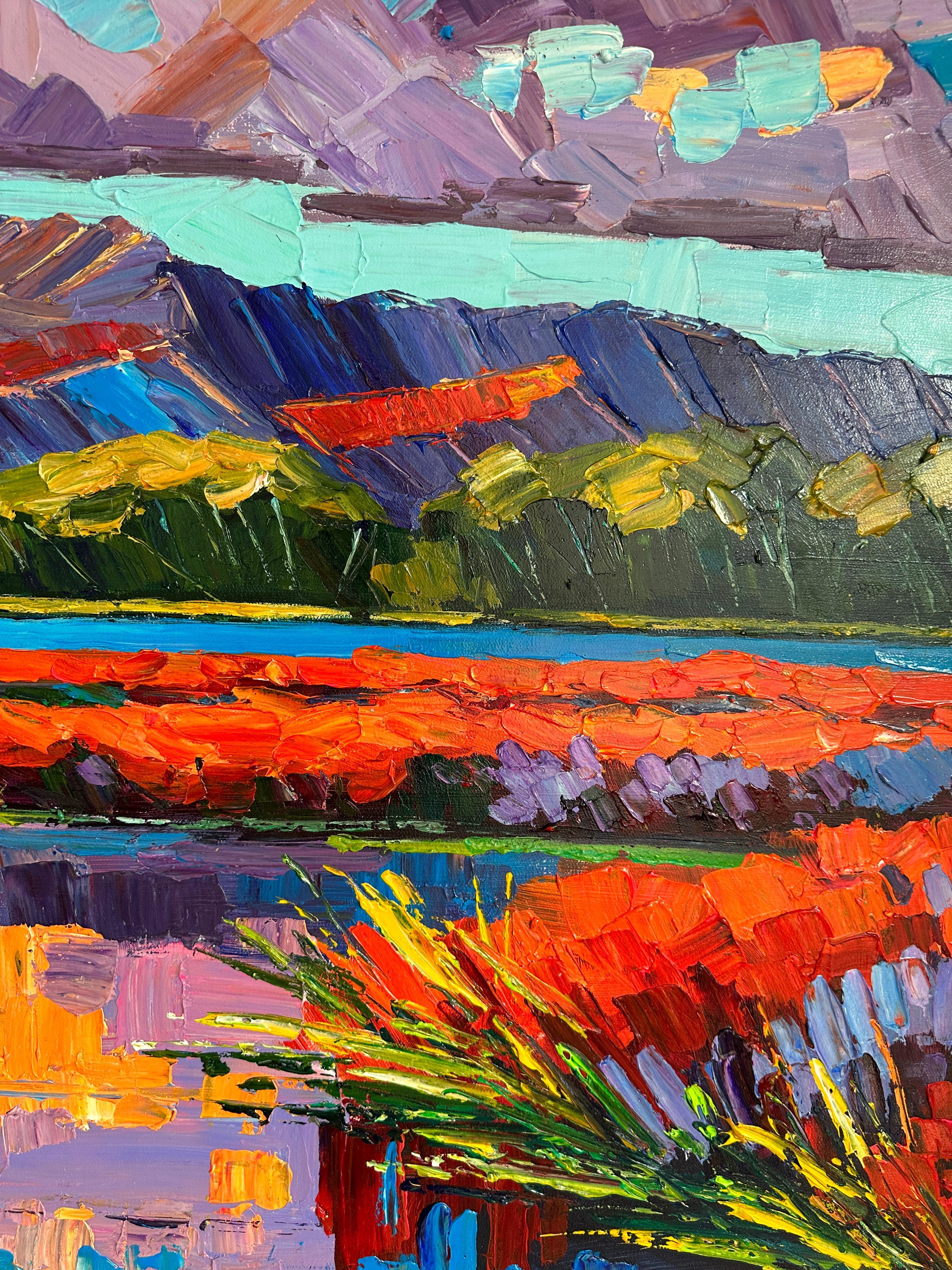 Harmony to the Horizon - Katharina Husslein Impasto Oil Landscape Painting For Sale 3