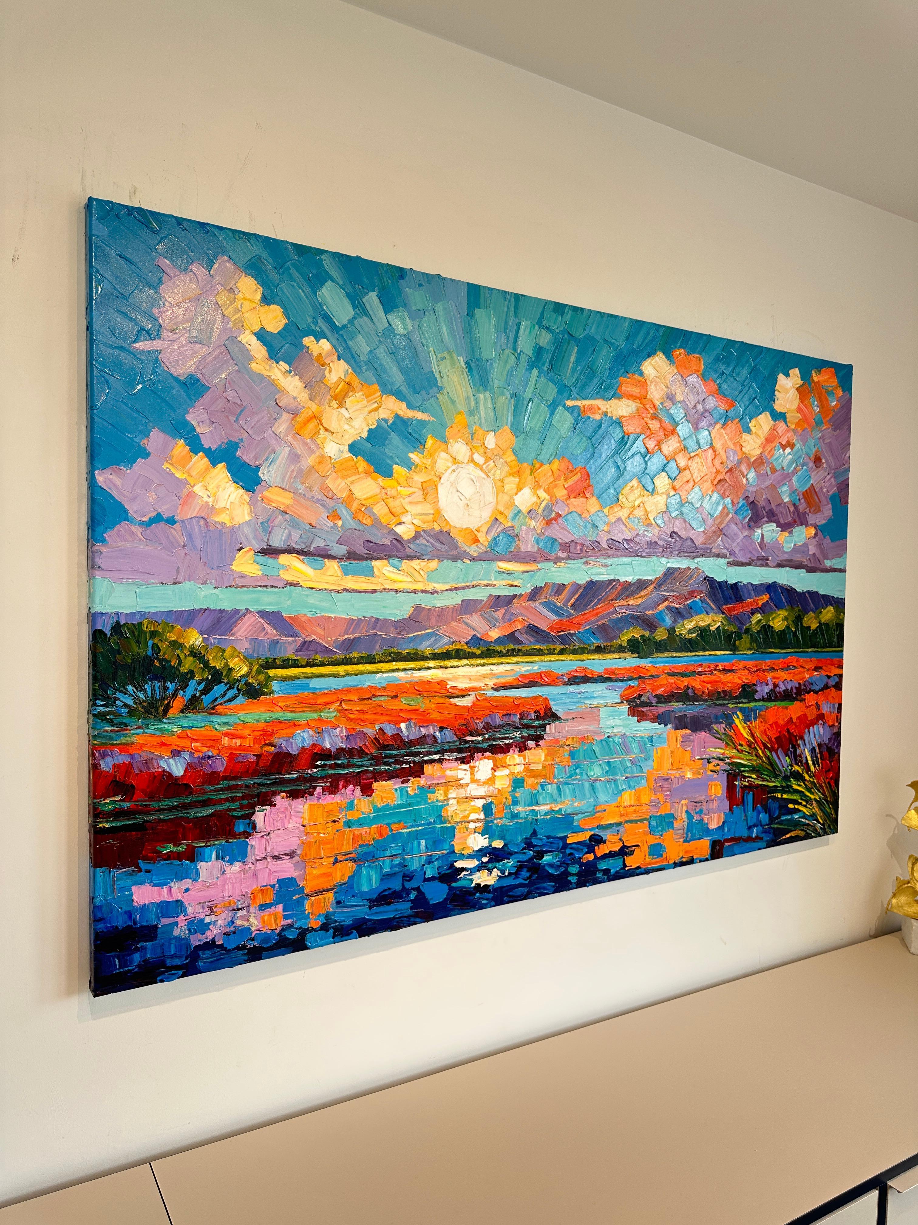 Harmony to the Horizon - Katharina Husslein Impasto Oil Landscape Painting For Sale 4