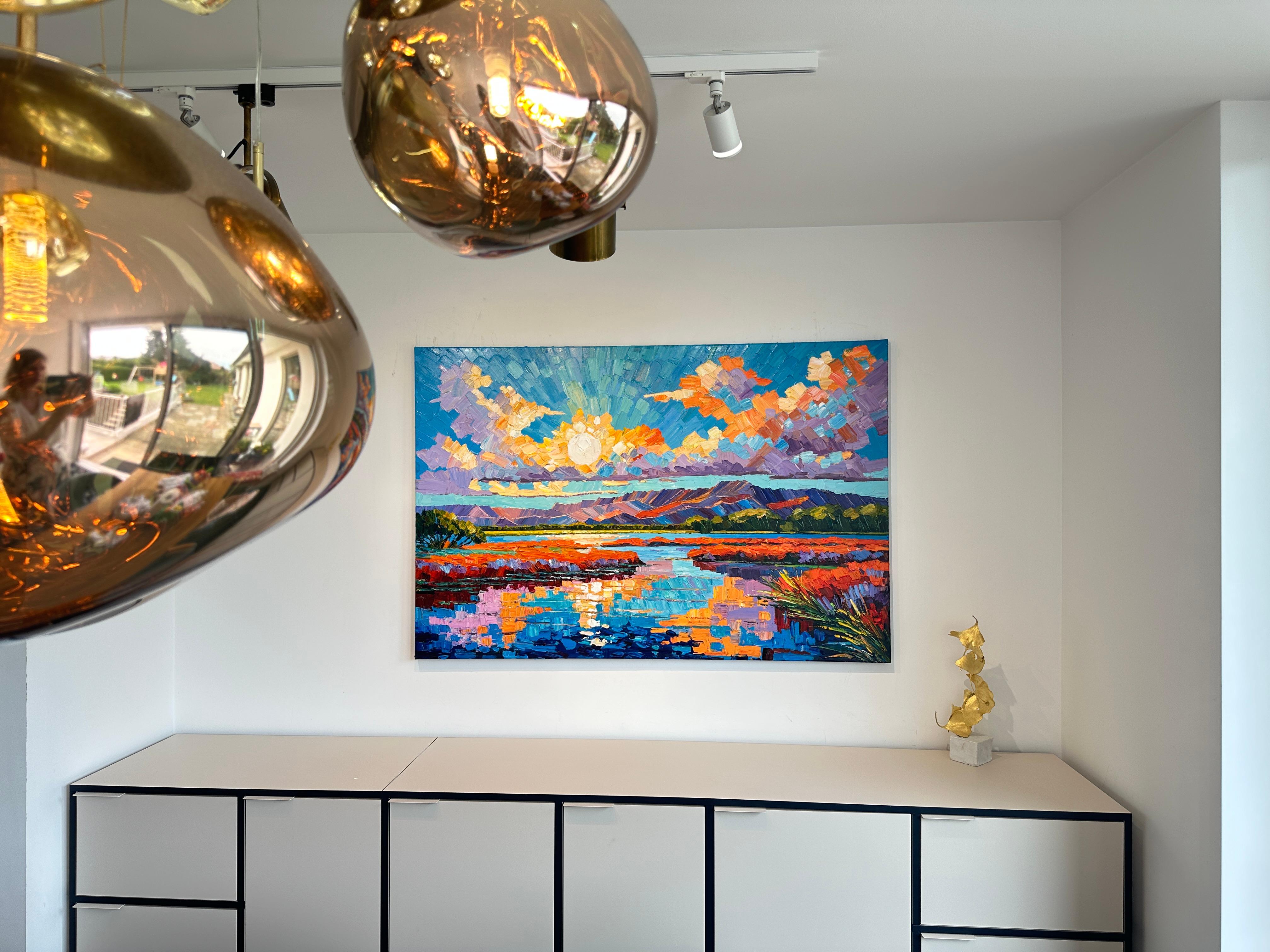 Harmony to the Horizon - Katharina Husslein Impasto Oil Landscape Painting For Sale 5