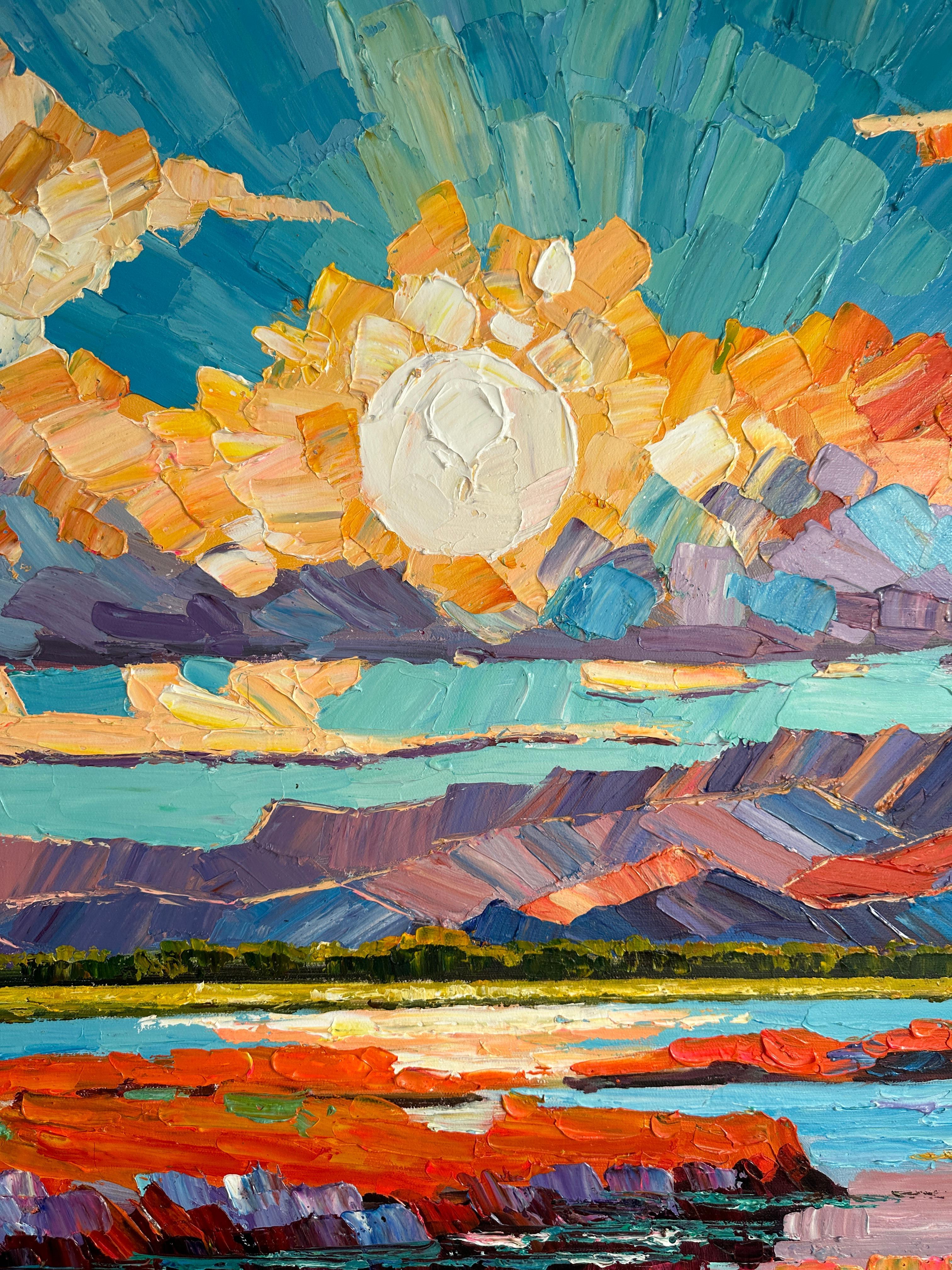 Harmony to the Horizon - Katharina Husslein Impasto Oil Landscape Painting For Sale 6